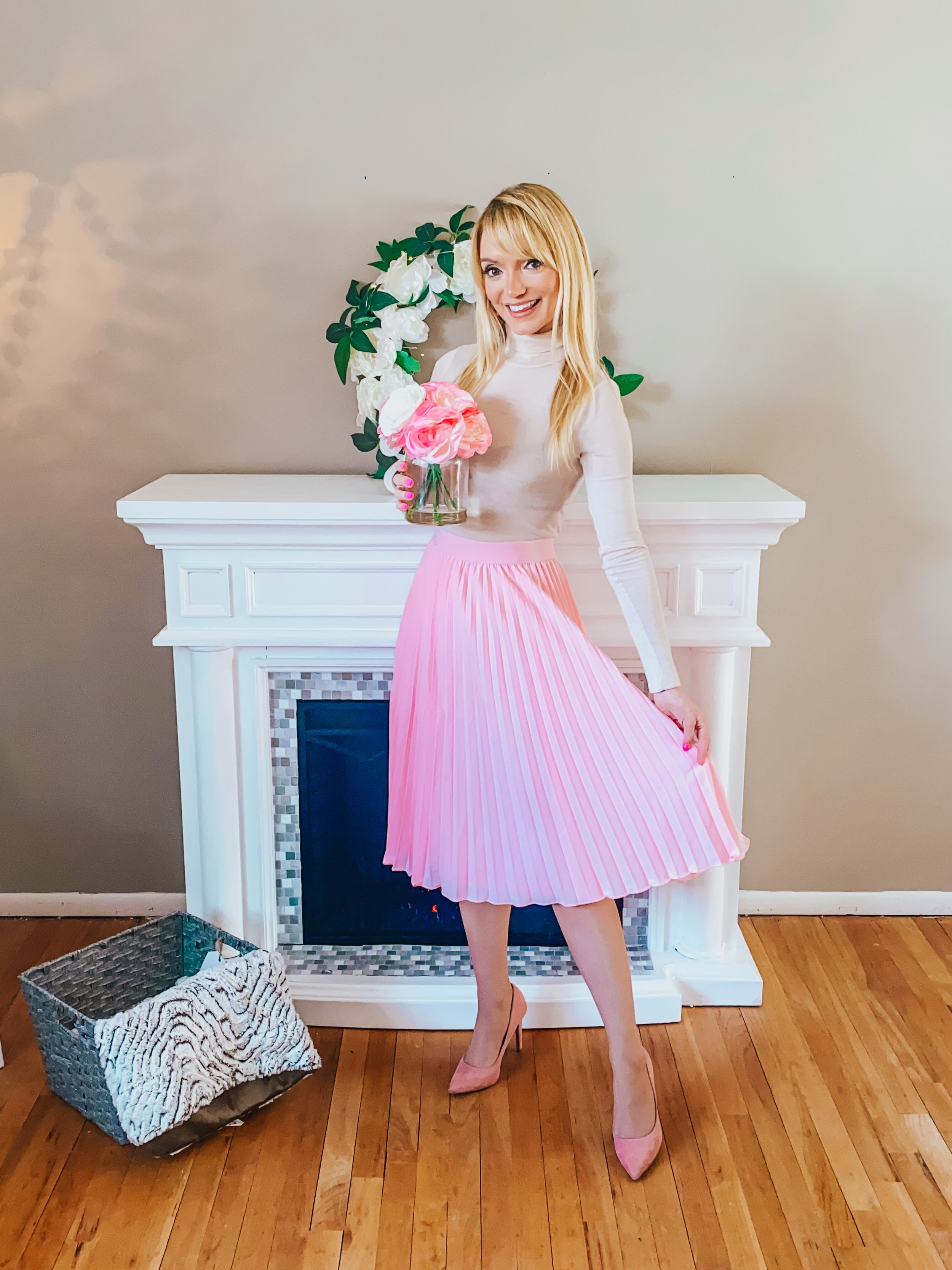 Pink Pleated Skirt