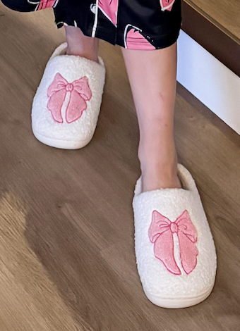 Shop Pink Bow Slippers 