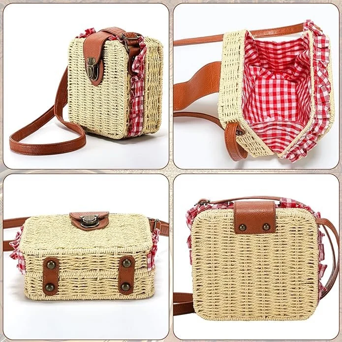 Gingham Basket Bag