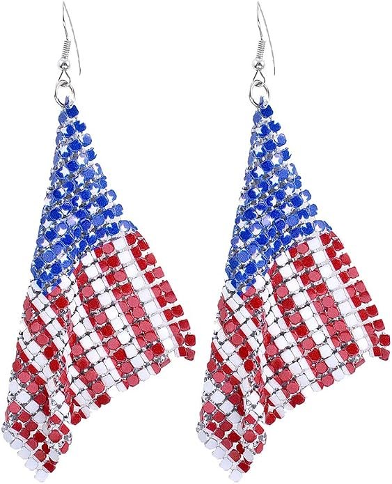 Rhinestone Flag Earrings
