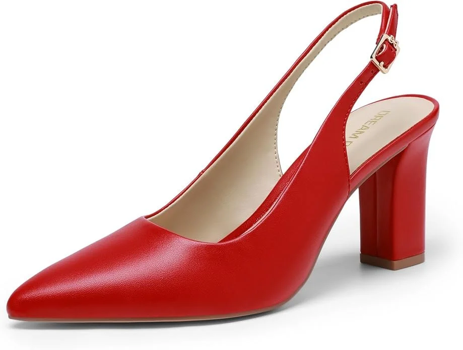 Classic Slingback Pumps in Red