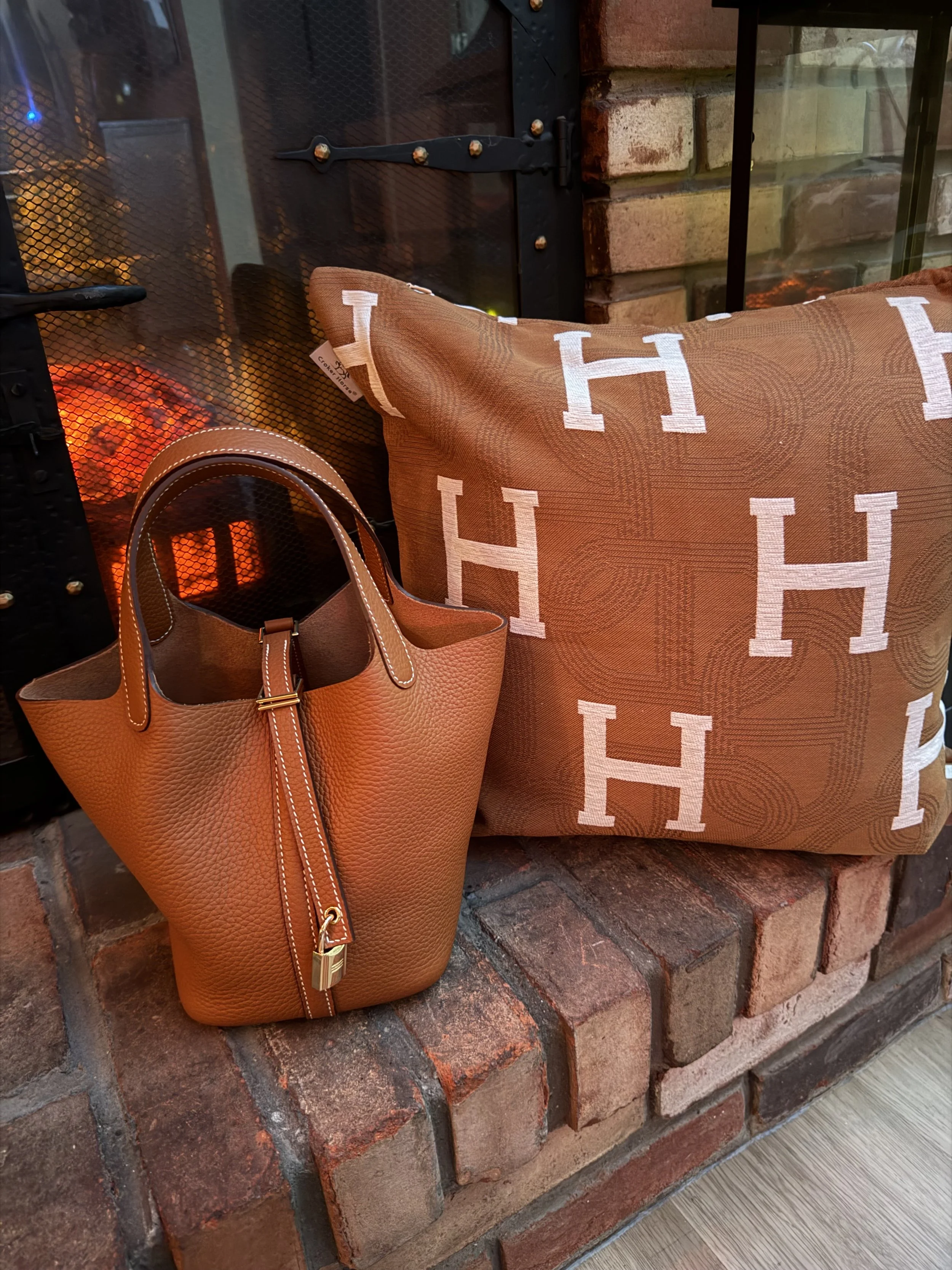 showcasing Amazon look for less finds including Hermes inspired picotin bag and pillowcase