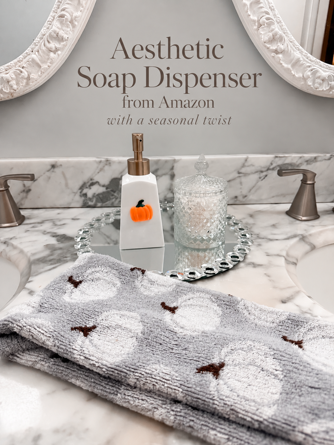 photo of the seasonal soap dispenser from Amazon Home that has magentic charms