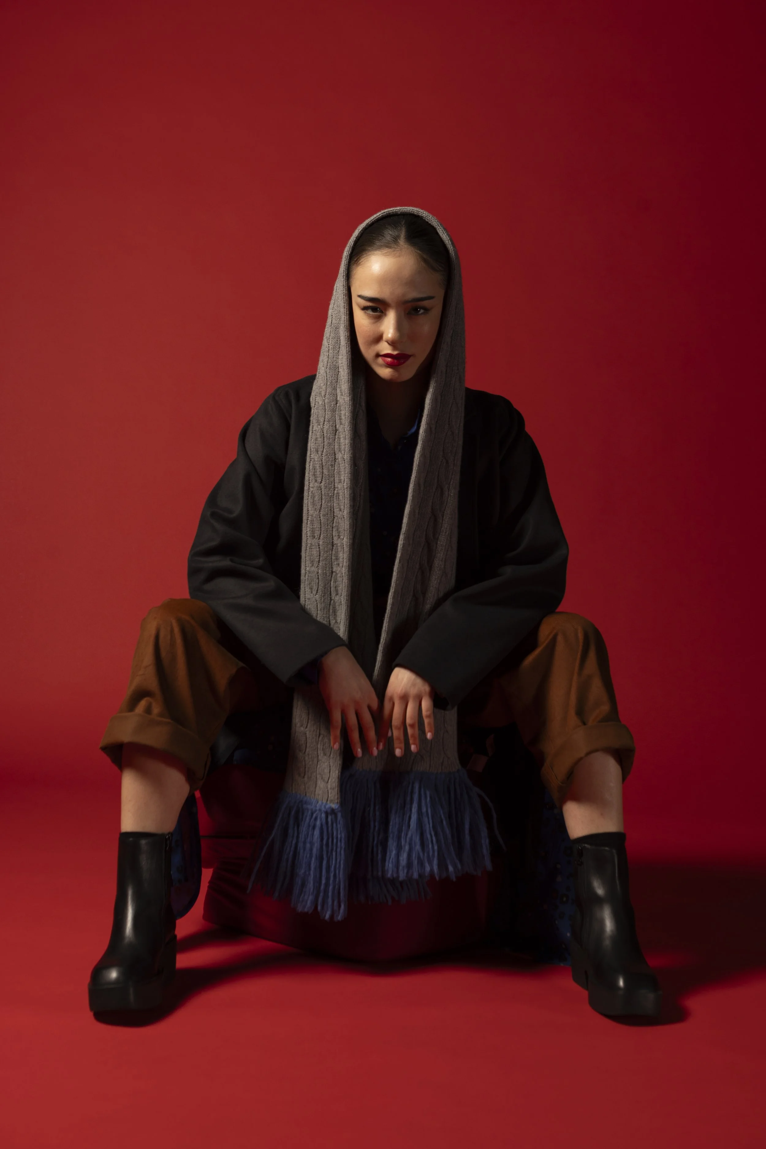 Écharpe Dora en cachemire Grigio / Blu