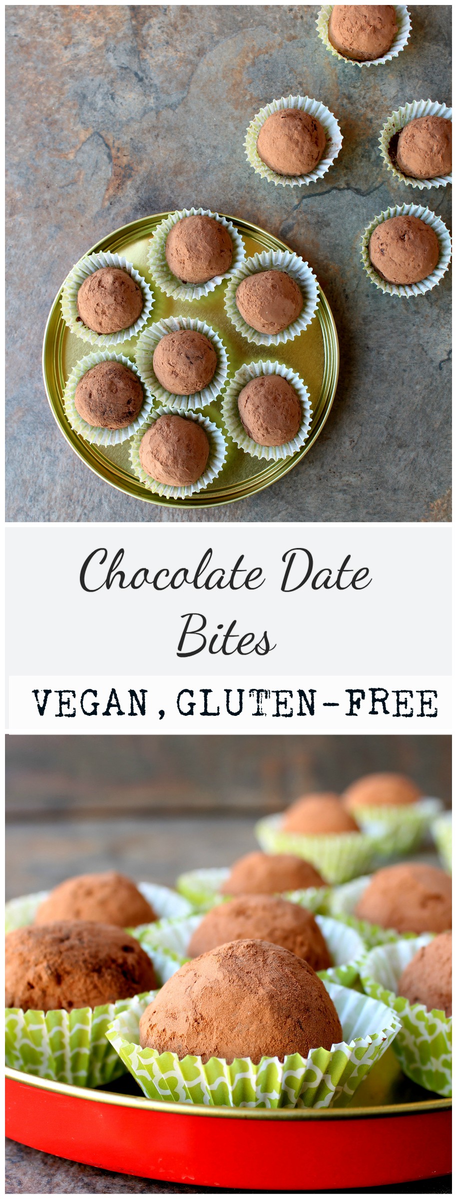 Chocolate Date Bites are naturally gluten-free, vegan snack that requires a bowl and 10 minutes of your time.