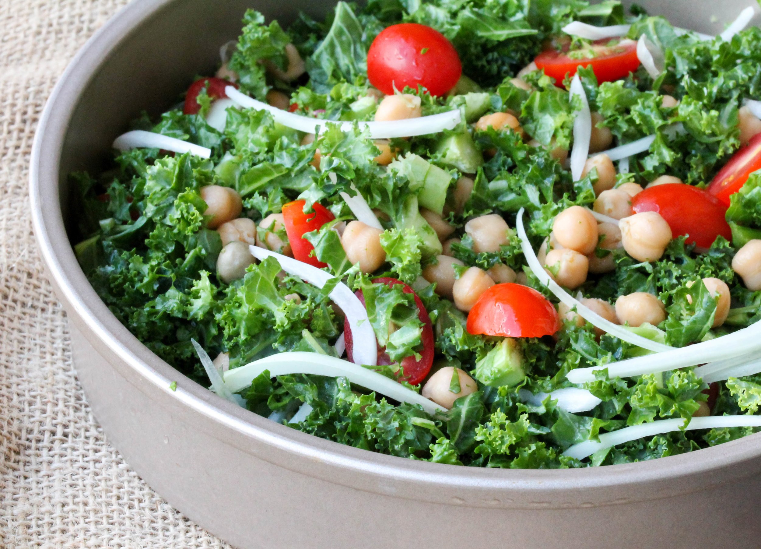 Chopped Kale and Chickpea Salad with Tamarind Vinaigrette is a sturdy, nutritious salad that packs well for lunch/picnic! It is naturally vegan, gluten-free, and allergy friendly as well.