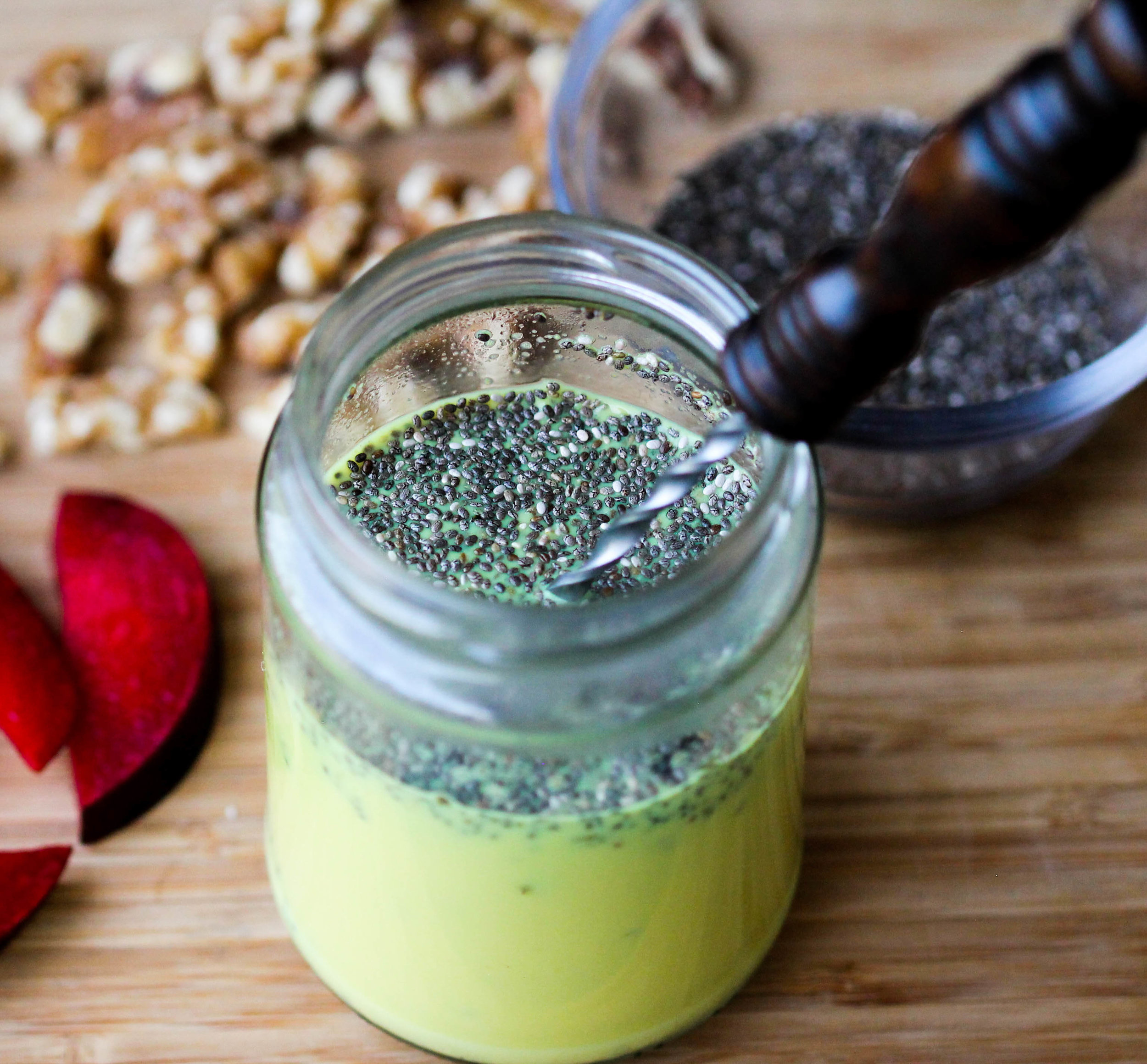 Take your breakfast-on-the-go to another level with Golden Milk Chia Pudding! Make it night before and have it ready for breakfast, snack, or dessert. It is flexible for vegans, non-vegans, gluten-free, paleo lifestyle!