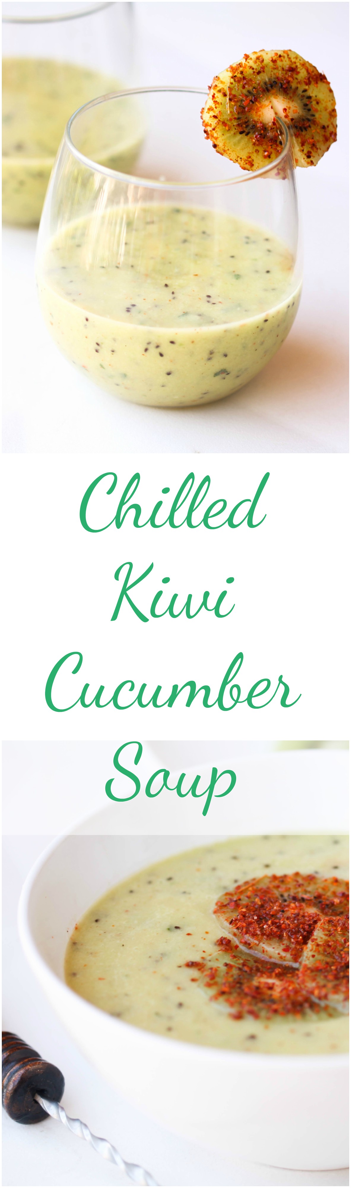 Chilled Kiwi Cucumber Soup : easy, refreshing naturally vegan, gluten-free soup that is ready in 30 minutes or less!
