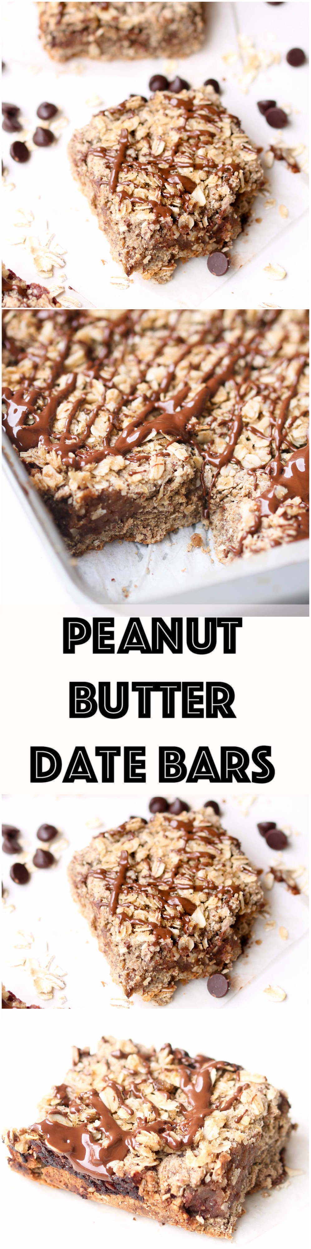 Peanut Butter Date Bars - these vegan, gluten-free bar are perfect for snacking, dessert, or even breakfast! Make a large batch and enjoy it throughout the week.