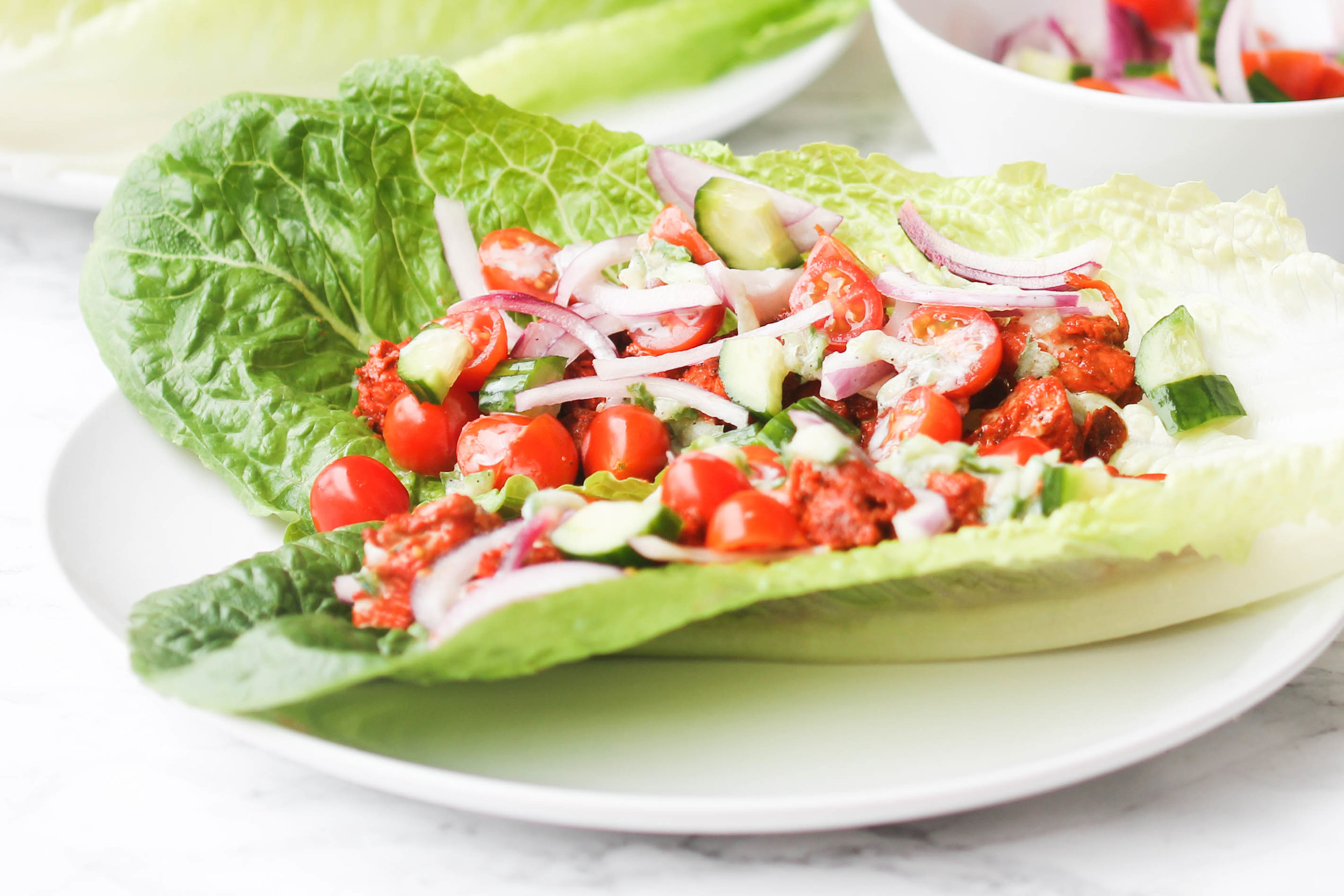 Chicken Tikka Lettuce Wrap is a family-friendly option for weeknight. It is super quick, delicious, and can be made ahead of time. Naturally gluten-free.