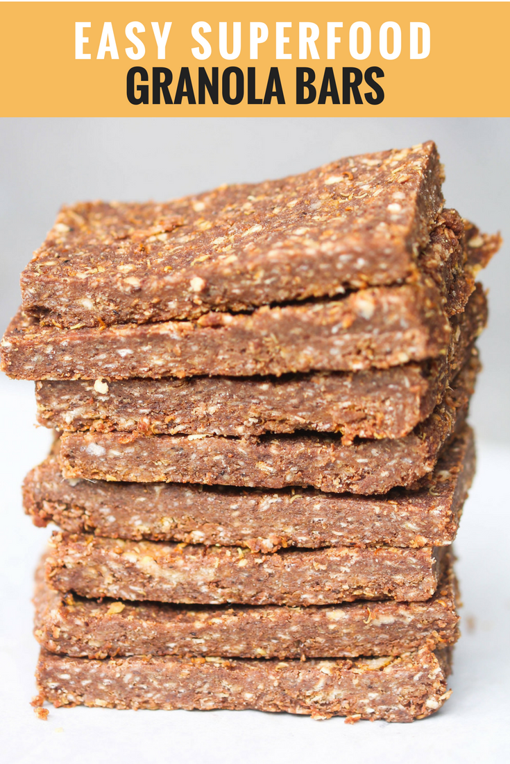 Easy Superfood Granola Bars are 5 ingredients, gluten-free, & vegan-friendly.