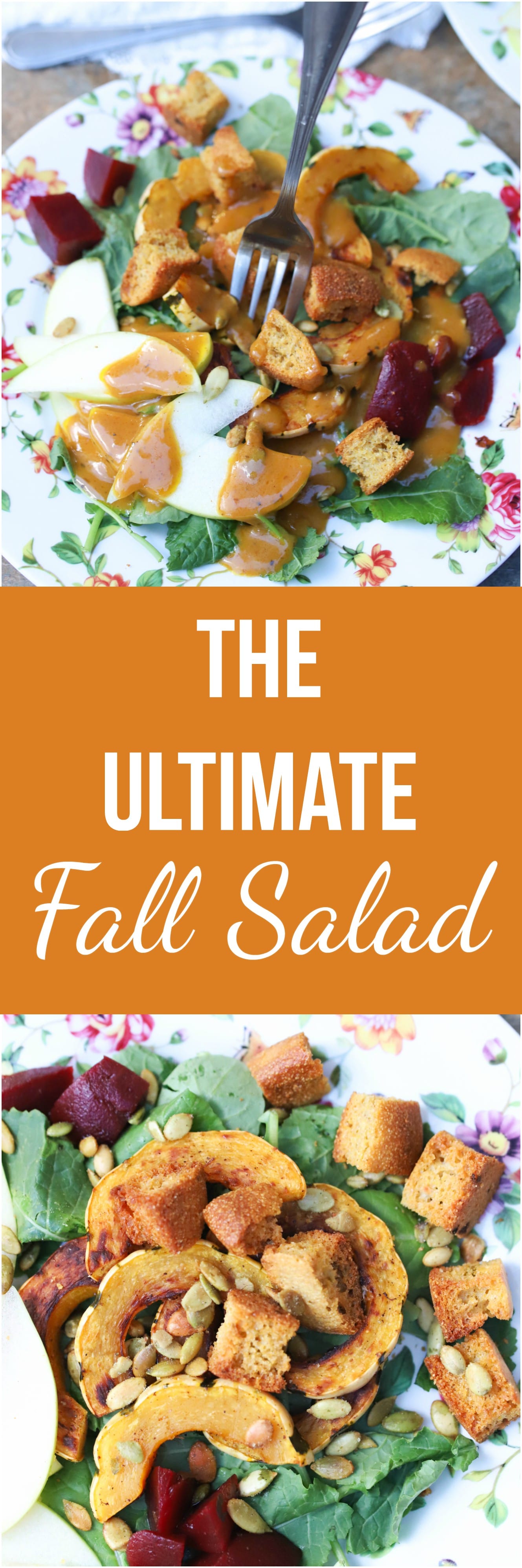 The Ultimate Fall Salad is a hearty, satisfying salad packed with autumn’s bounty. It is naturally vegan & gluten-free as well.