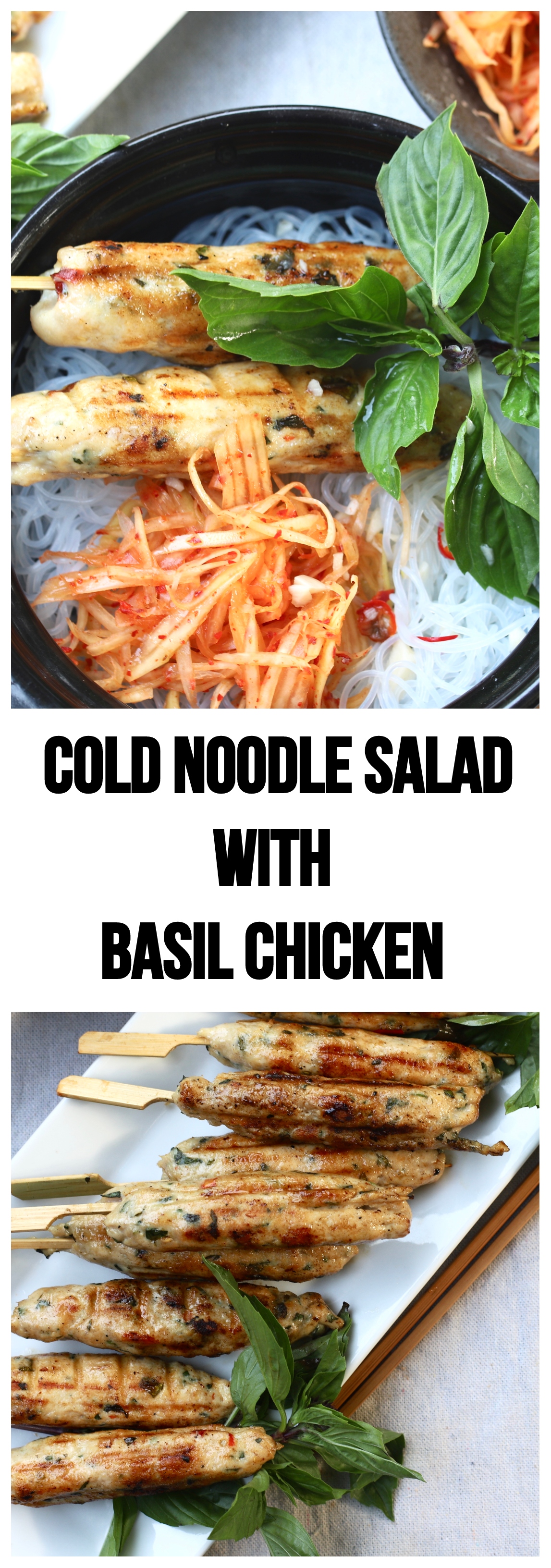 Cold Noodle Salad with Basil Chicken