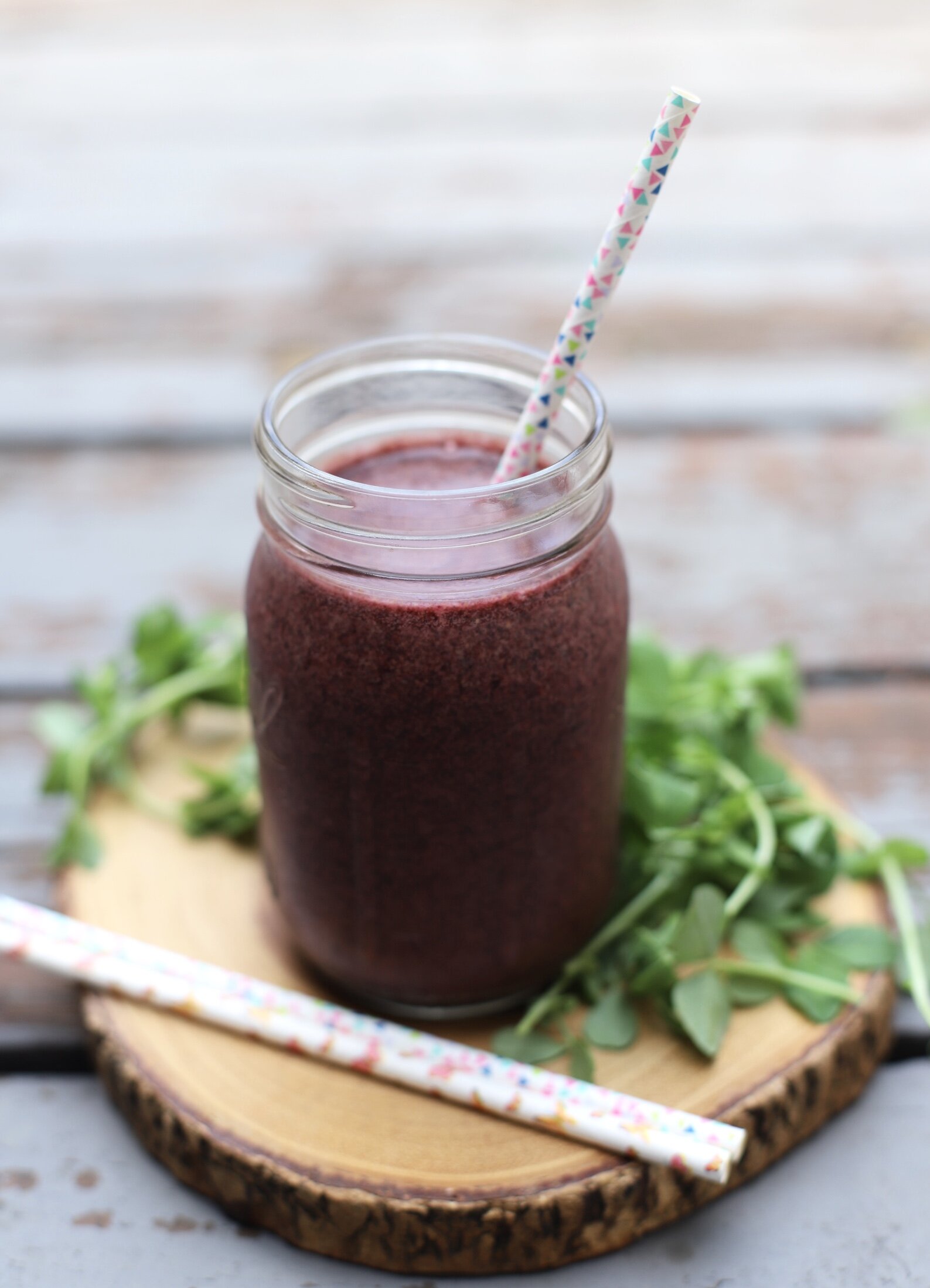 Mixed Berries and Pea Shoot Smoothie