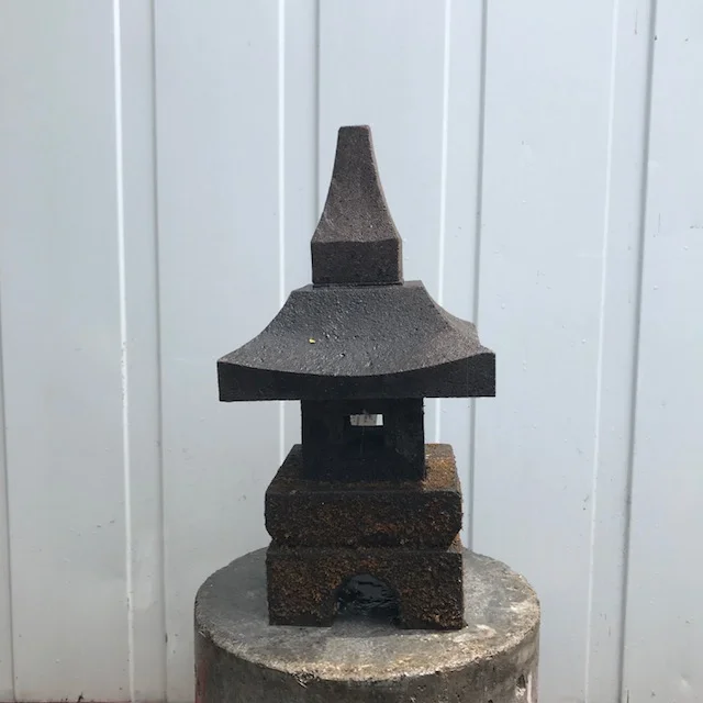 Japanese garden lamp made of volcanic rock