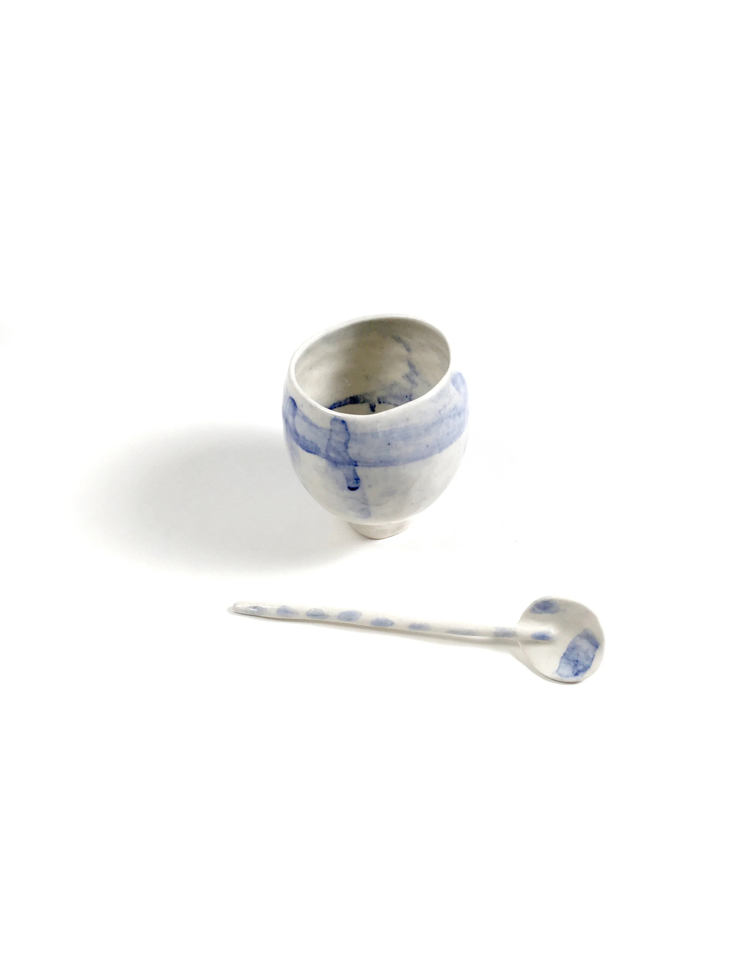Handmade porcelain bowl and spoon