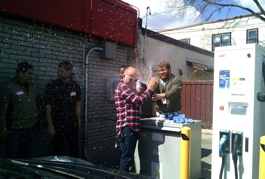 Celebrating at ZEF's 24 hour Fast Charging World Record event