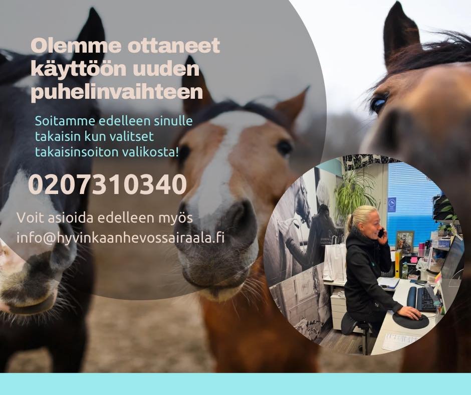 Pyrimme parantamaan asiakaspalvelua ja olemme ottaneet k&auml;ytt&ouml;&ouml;n uuden puhelinvaihteen ettei yksik&auml;&auml;n yhteydenotto j&auml;isi huomiotta. 

Puhelut tulevat edelleen meille t&auml;nne sairaalalle ja jos emme pysty vastaamaan me 