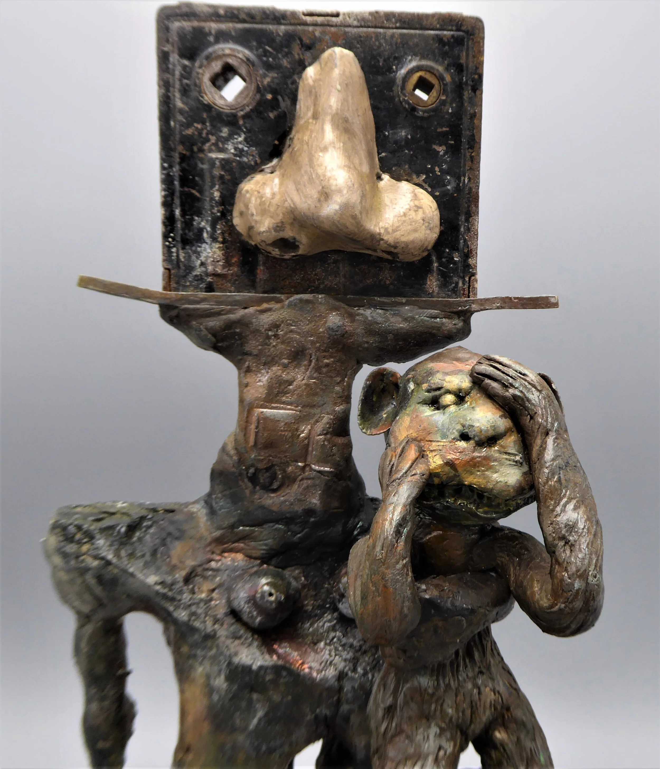 Fredric Witkin -Everybody's Got Something To Hide - Mixed Media - 14.5x6.25x5.75 - Front Close.JPG
