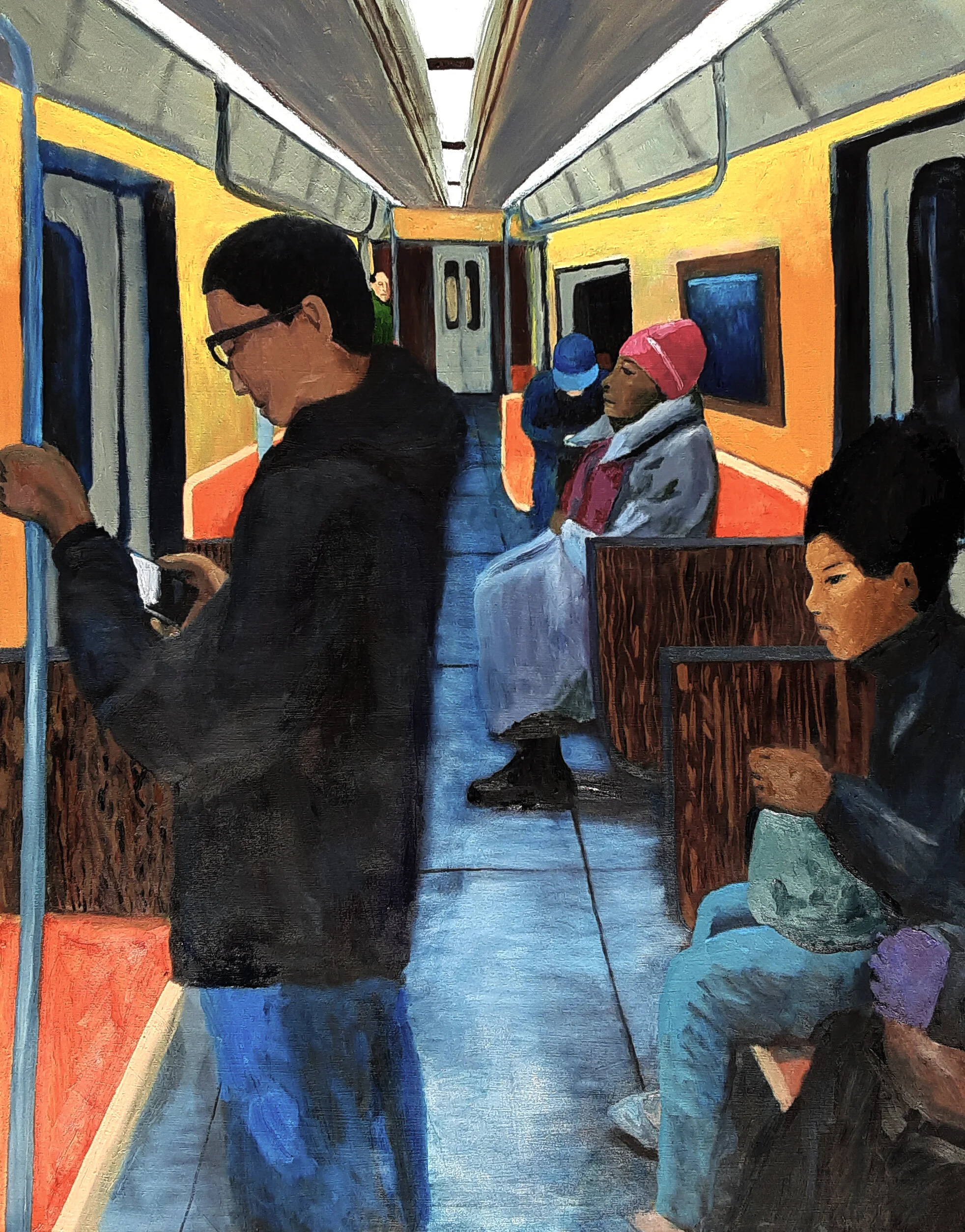 “Subway Riders”, oil on canvas, 60 by 48 inches, 2020