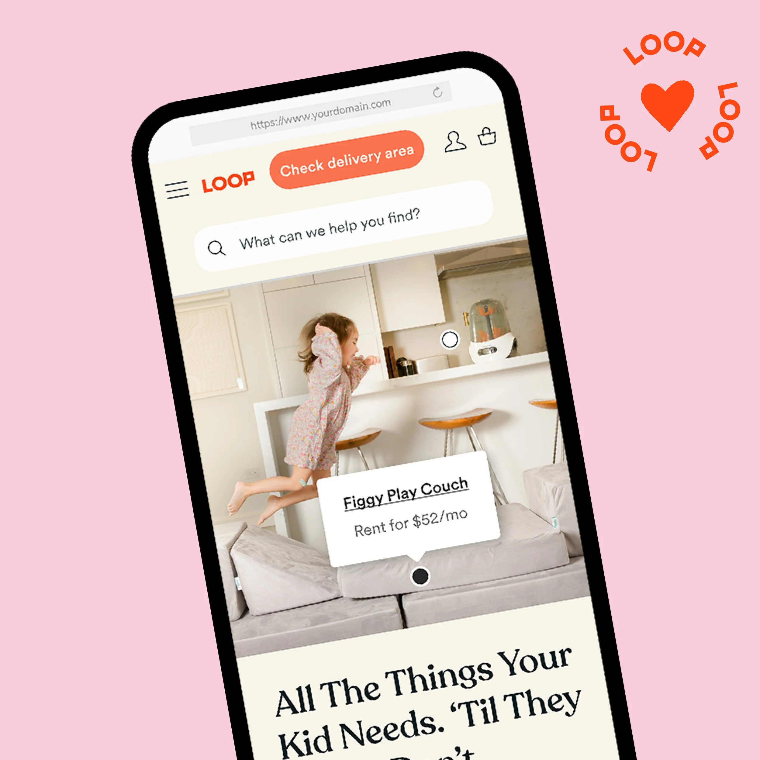 Redesigned Loop mobile homepage