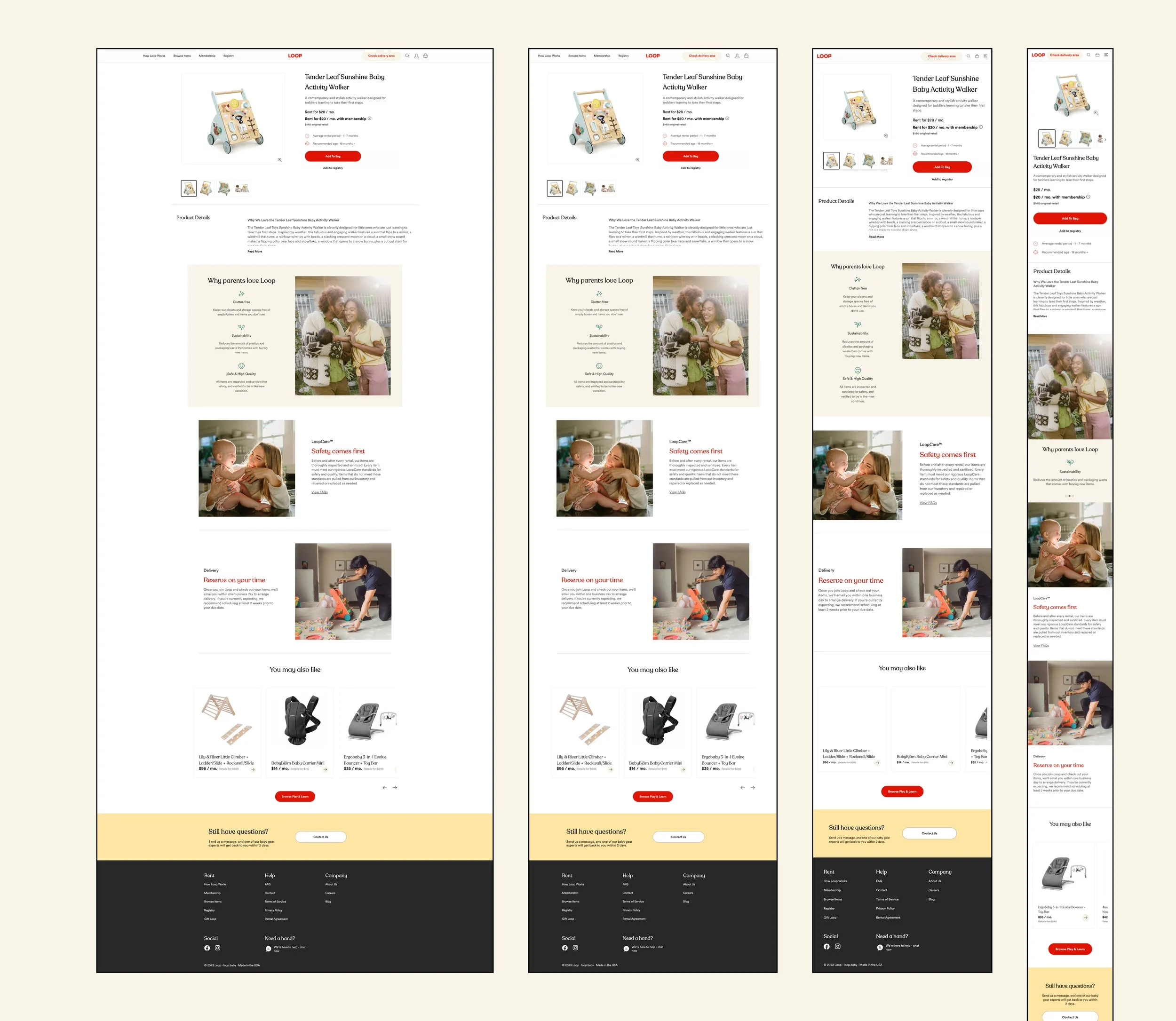 Existing Loop product detail page