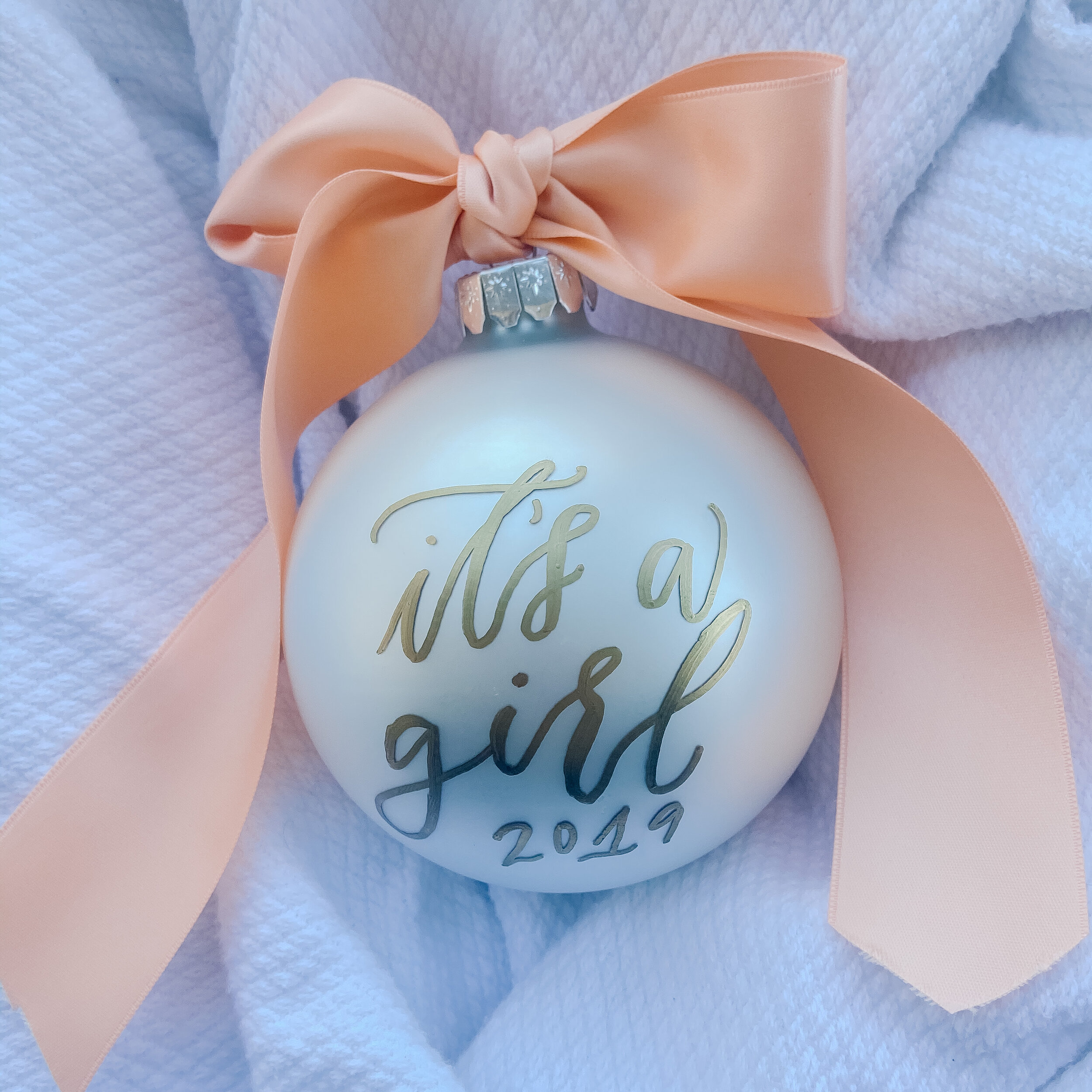 Personalized Large Pearl White Ornament