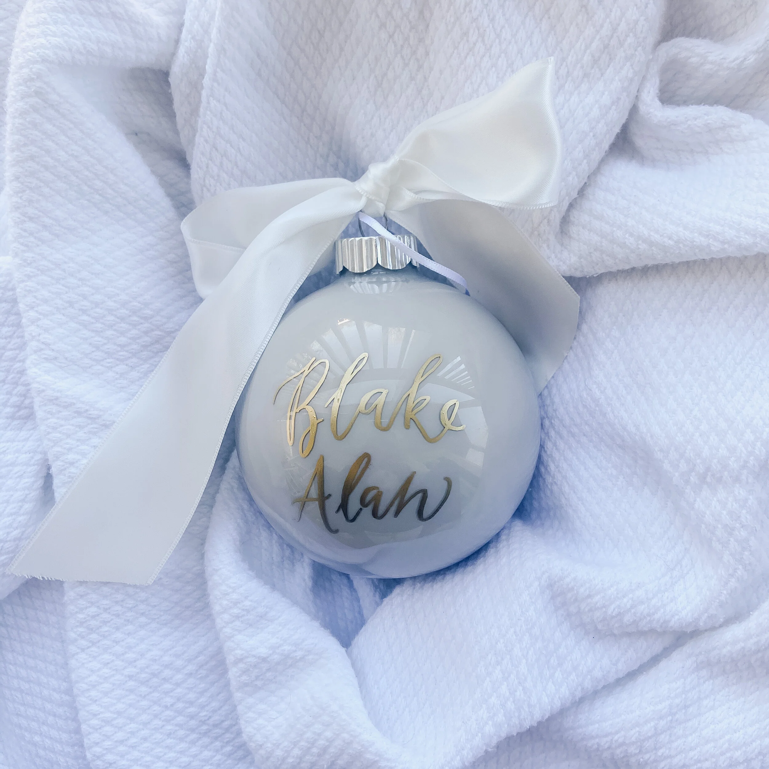 Personalized Large Gray Ornament