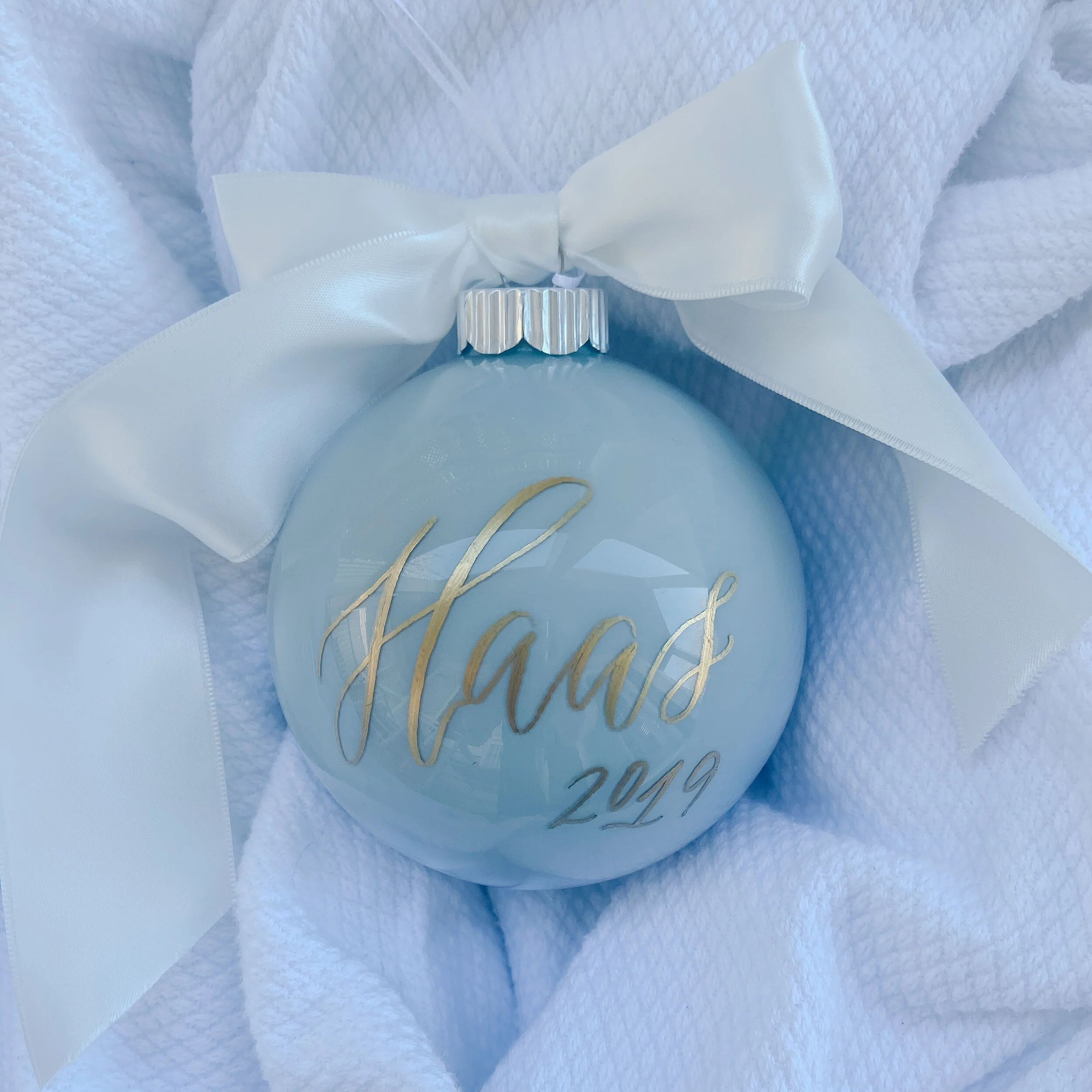 Personalized Large Dusty Blue Ornament