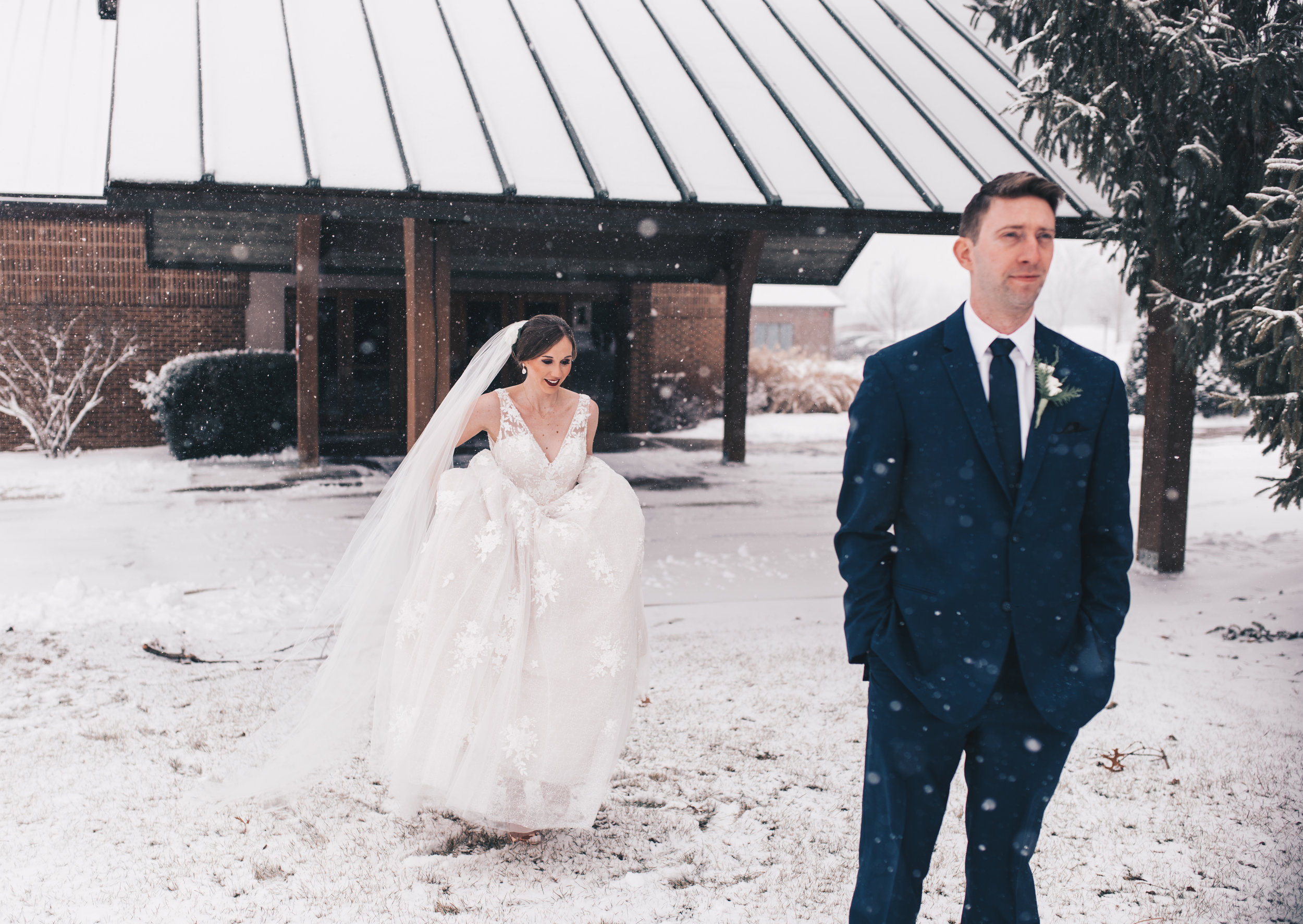 Winter Wedding, Chicago Winter Wedding, Chicago Wedding Photographer, Illinois Wedding, Illinois Wedding Photographer, Classy Modern Wedding, First Look Photos, Bride And Groom Photos