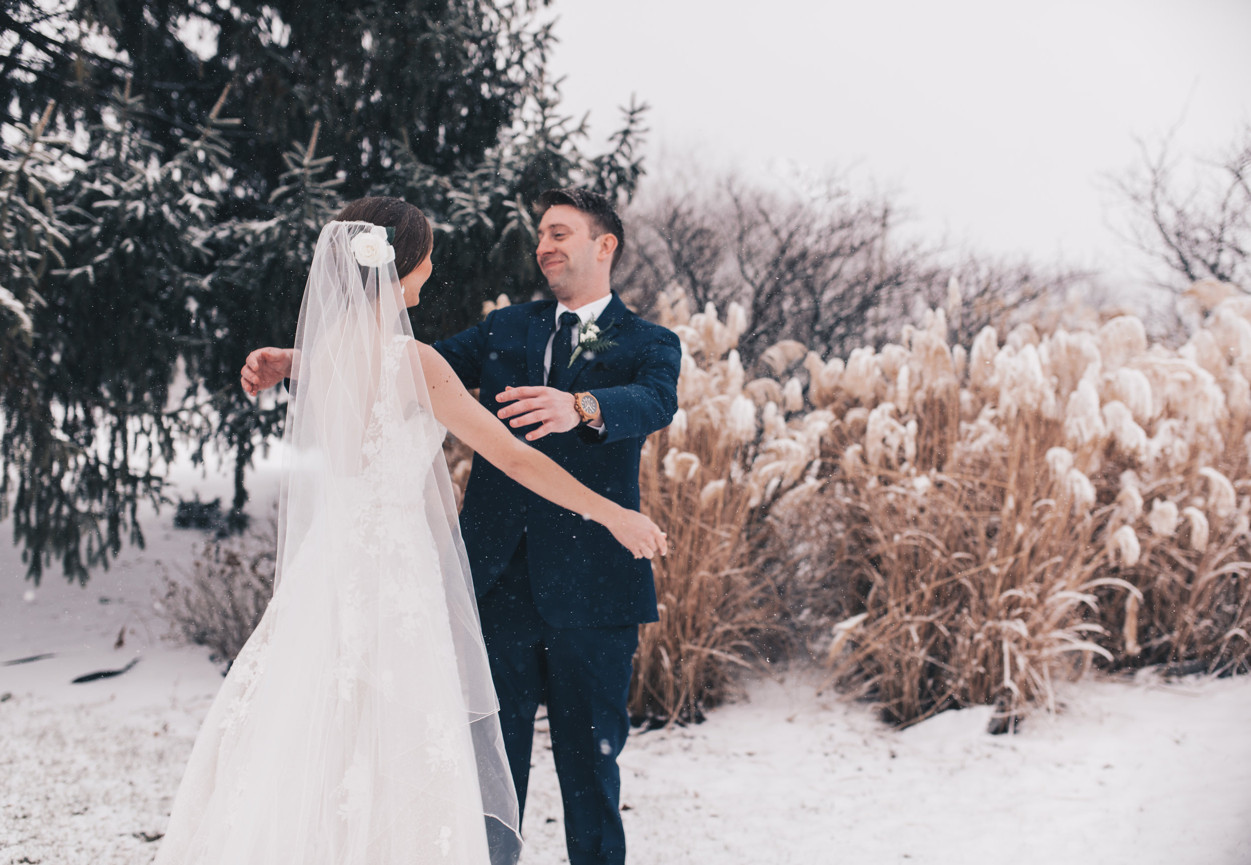 Winter Wedding, Chicago Winter Wedding, Chicago Wedding Photographer, Illinois Wedding, Illinois Wedding Photographer, Classy Modern Wedding, First Look Photos, Bride And Groom Photos