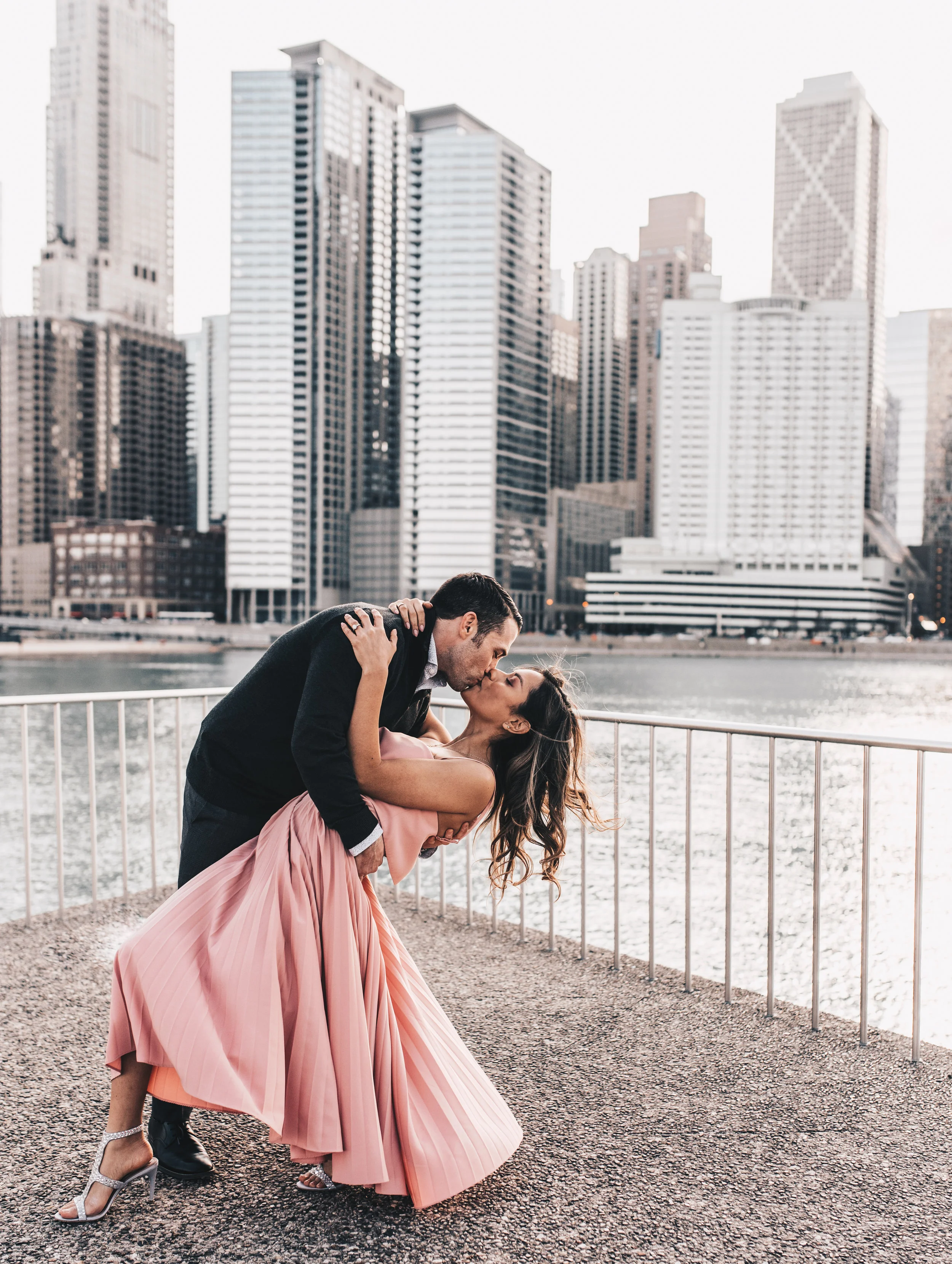 Outdoor Engagement, City Engagement, Engagement Photos, Chicago Engagement Photographer, Chicago Engagement Photography, Milton Lee Olive Park Photos, Engagement Photos with Dog