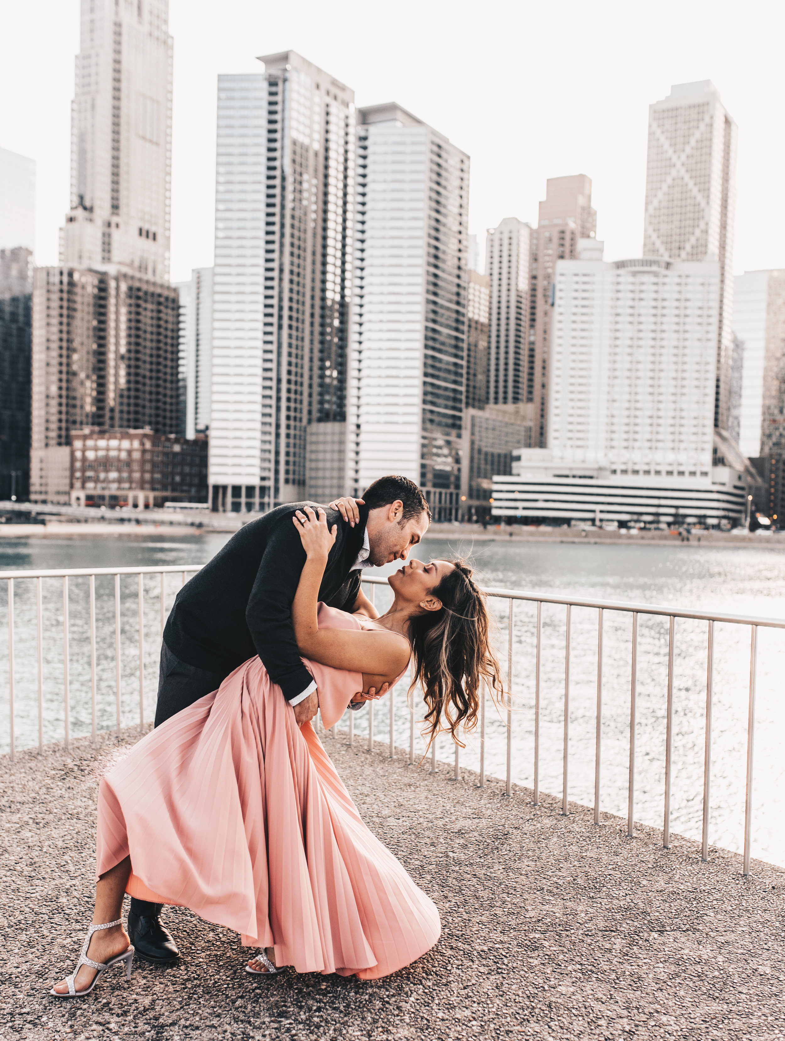 Outdoor Engagement, City Engagement, Engagement Photos, Chicago Engagement Photographer, Chicago Engagement Photography, Milton Lee Olive Park Photos, Engagement Photos with Dog