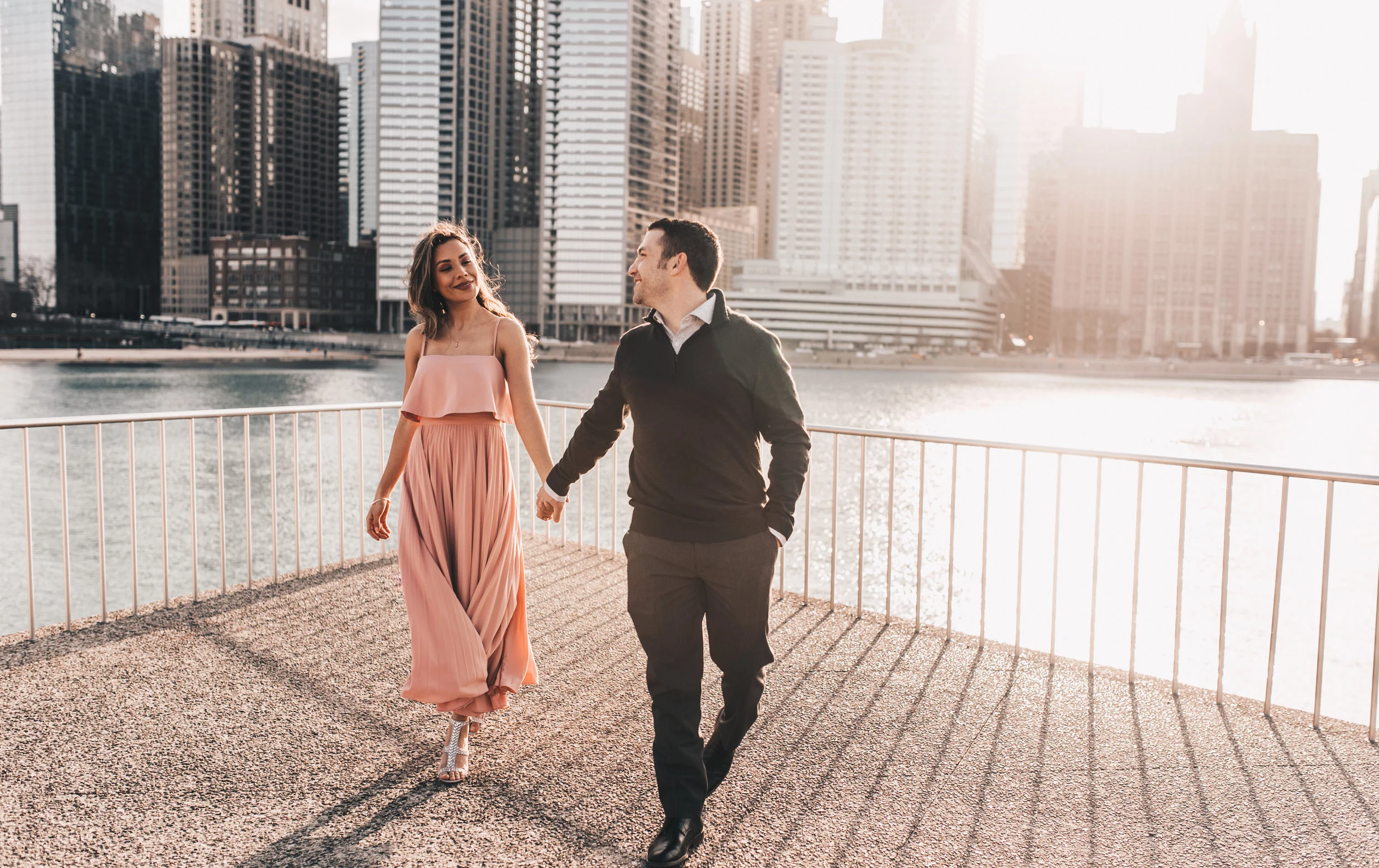 Outdoor Engagement, City Engagement, Engagement Photos, Chicago Engagement Photographer, Chicago Engagement Photography, Milton Lee Olive Park Photos, Engagement Photos with Dog