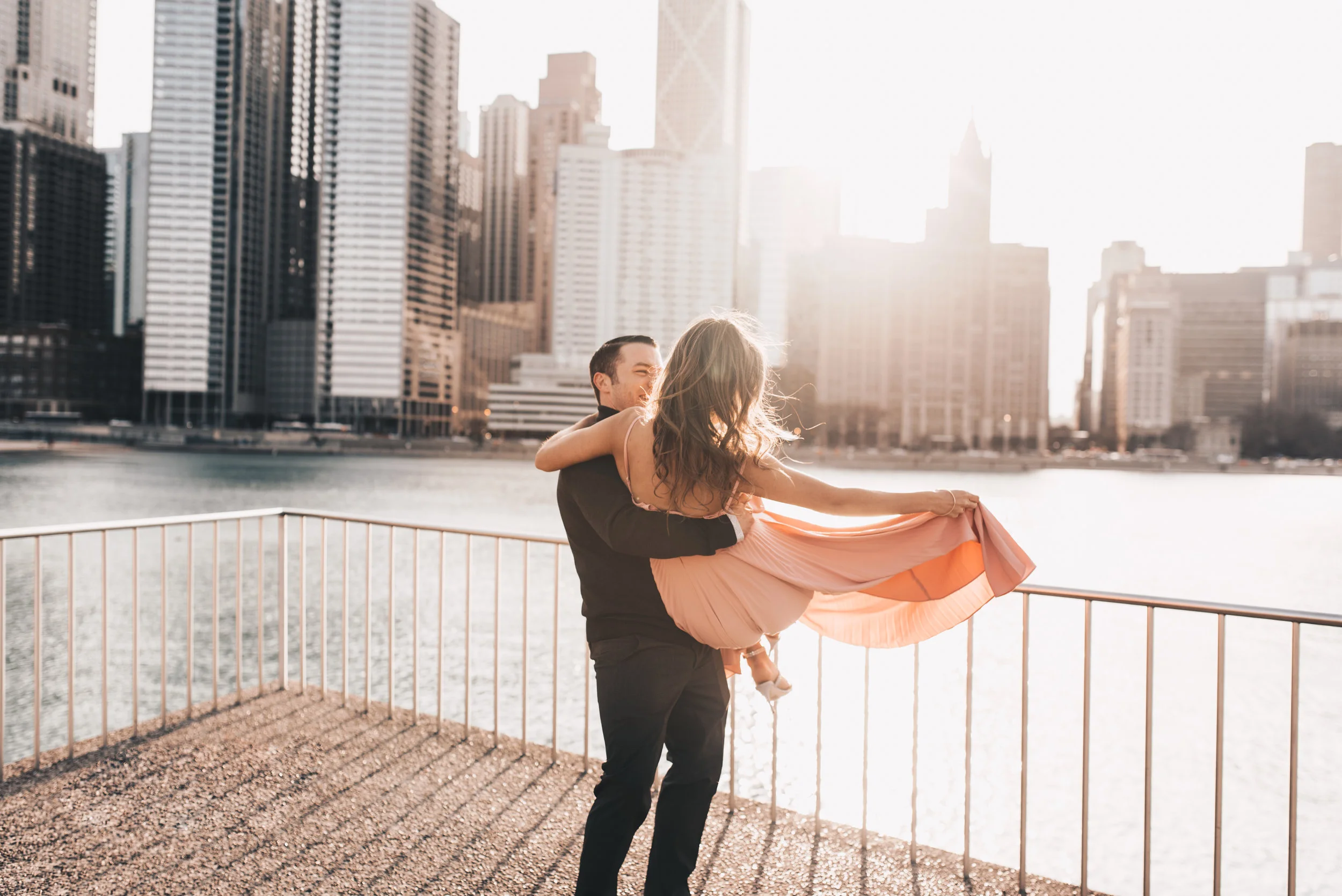Outdoor Engagement, City Engagement, Engagement Photos, Chicago Engagement Photographer, Chicago Engagement Photography, Milton Lee Olive Park Photos, Engagement Photos with Dog