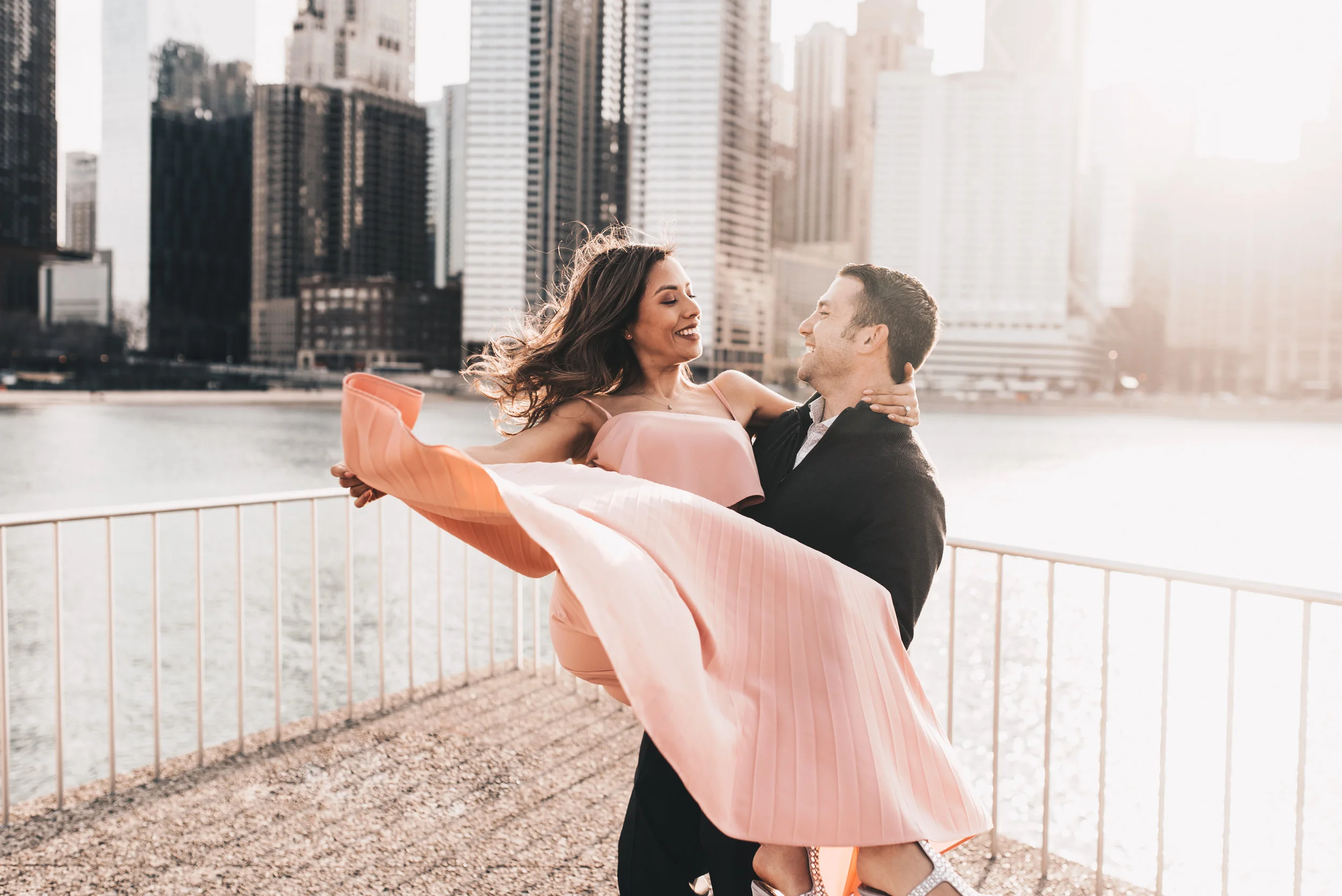 Outdoor Engagement, City Engagement, Engagement Photos, Chicago Engagement Photographer, Chicago Engagement Photography, Milton Lee Olive Park Photos, Engagement Photos with Dog