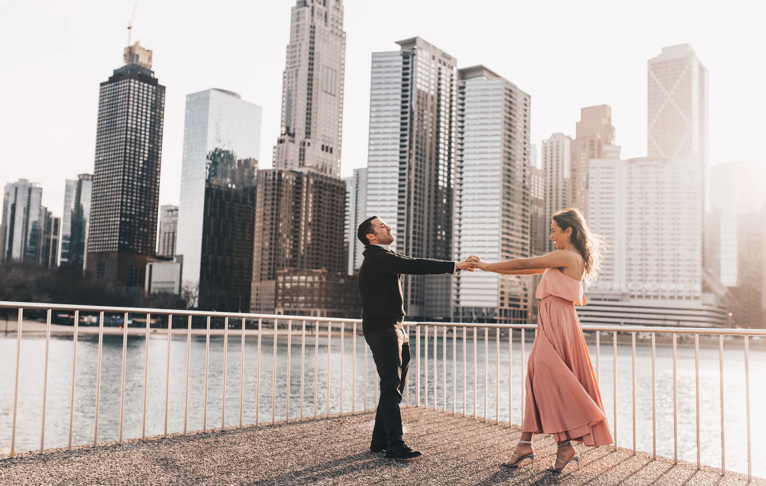 Outdoor Engagement, City Engagement, Engagement Photos, Chicago Engagement Photographer, Chicago Engagement Photography, Milton Lee Olive Park Photos, Engagement Photos with Dog