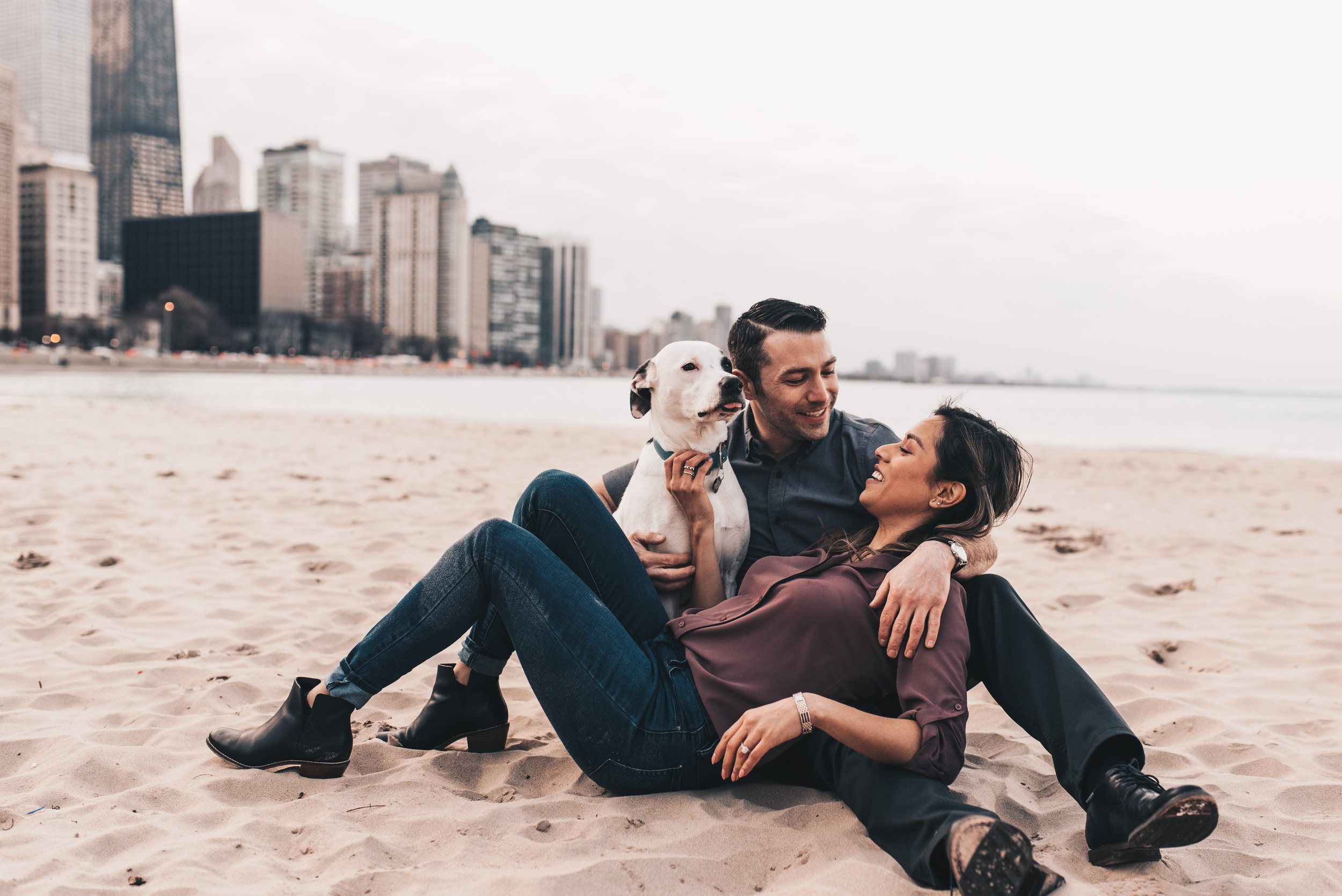 Outdoor Engagement, City Engagement, Engagement Photos, Chicago Engagement Photographer, Chicago Engagement Photography, Milton Lee Olive Park Photos, Engagement Photos with Dog