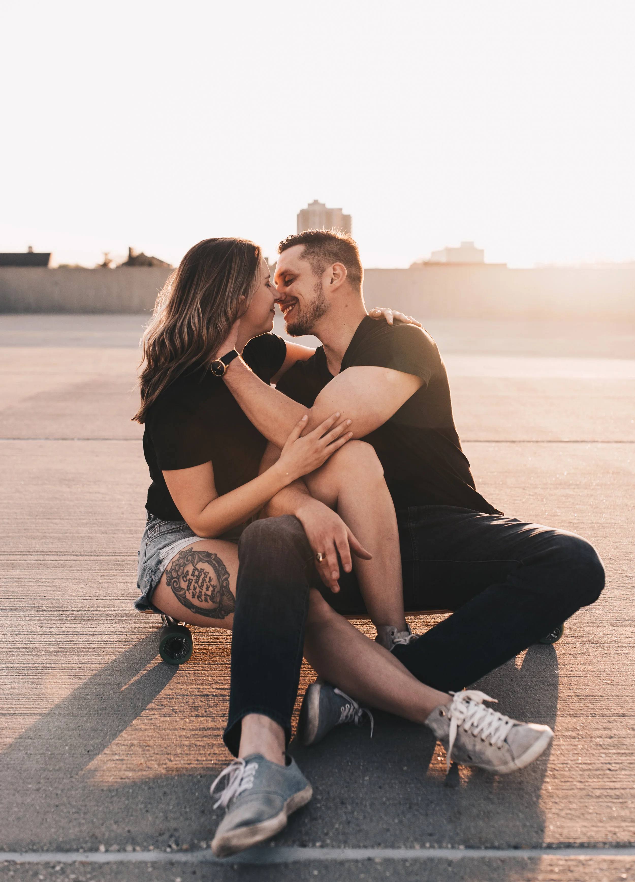 Parking Garage Couples Session, Parking Garage Engagement Session, Longboard Couples Session, Longboard Engagement Session, Skateboard Engagement Session, Skateboard Couples Session