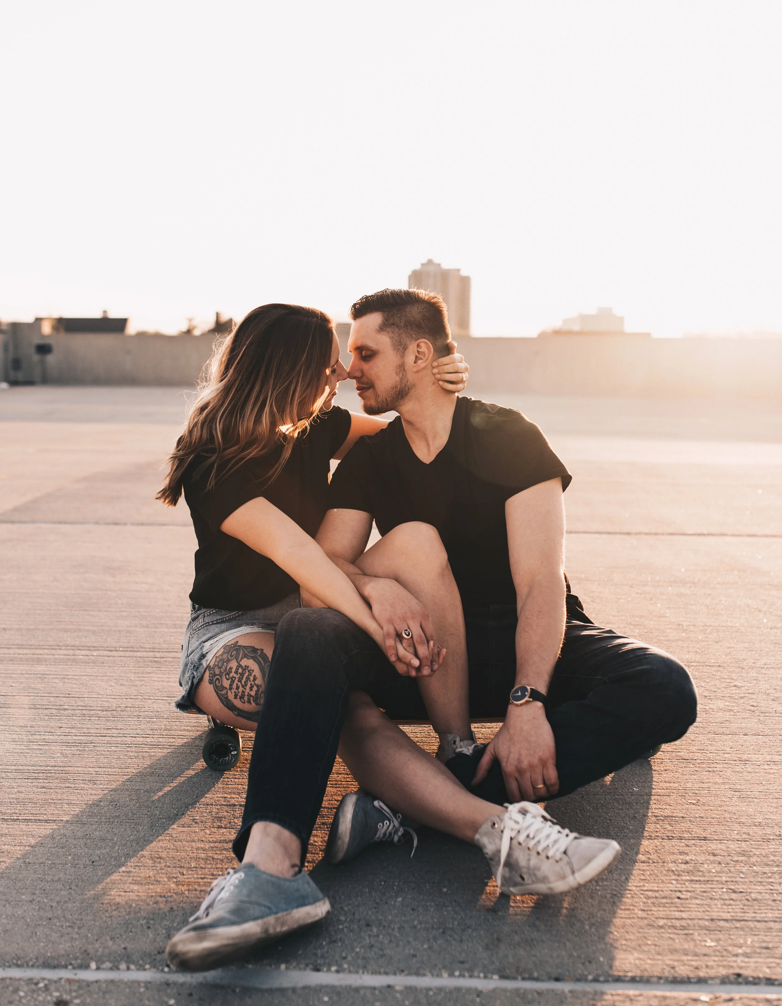 Parking Garage Couples Session, Parking Garage Engagement Session, Longboard Couples Session, Longboard Engagement Session, Skateboard Engagement Session, Skateboard Couples Session
