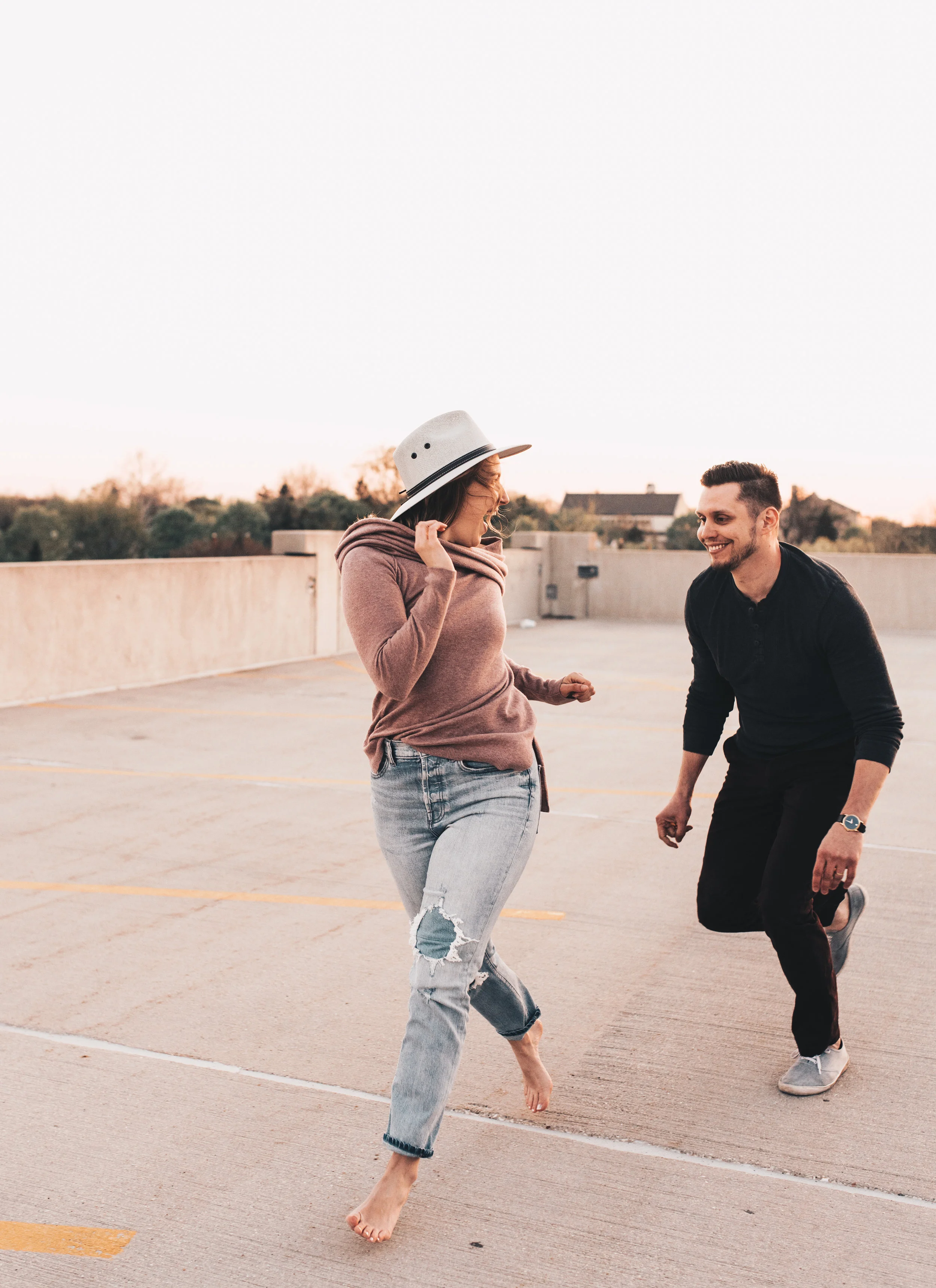 Parking Garage Couples Session, Parking Garage Engagement Session, Longboard Couples Session, Longboard Engagement Session, Skateboard Engagement Session, Skateboard Couples Session