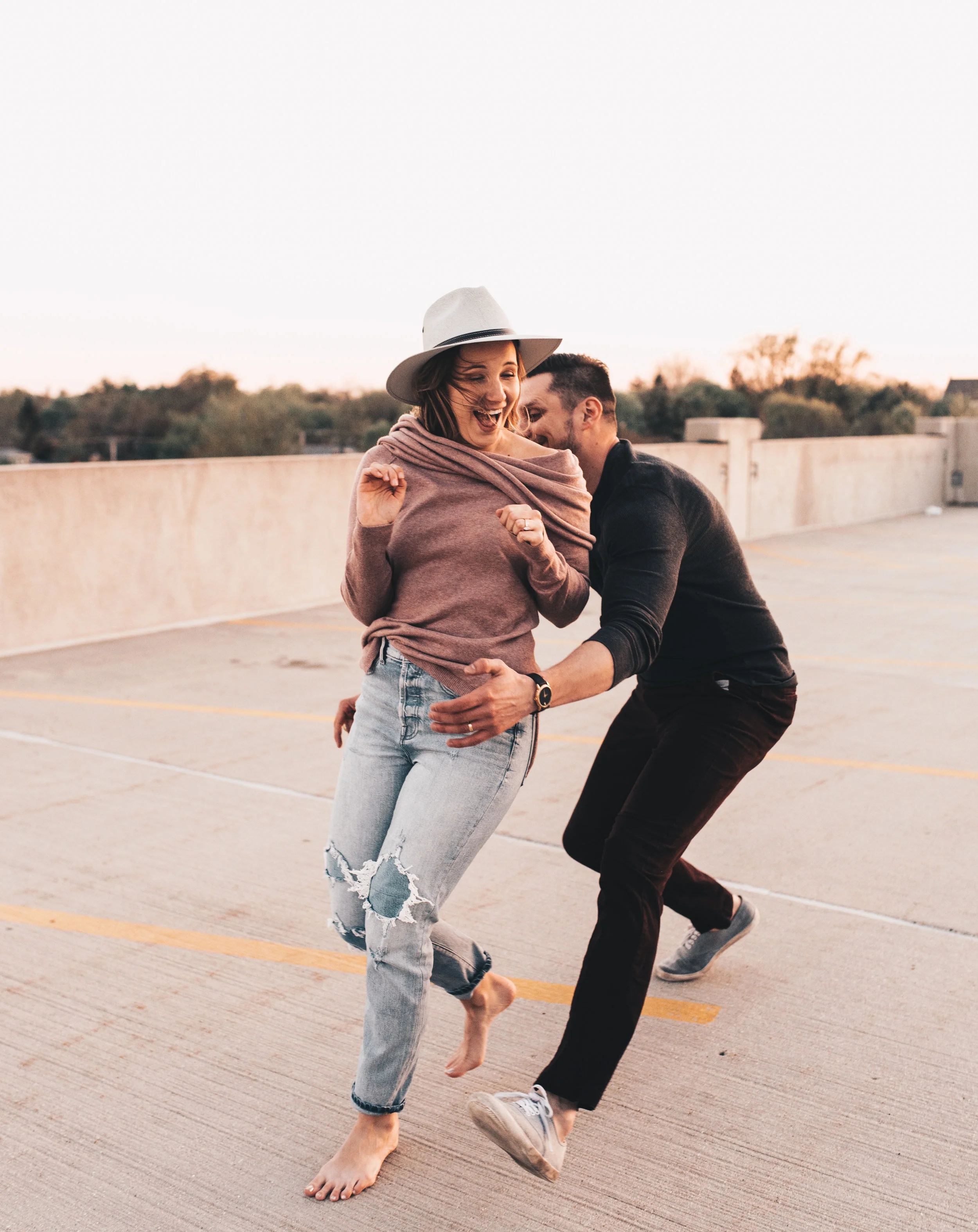 Parking Garage Couples Session, Parking Garage Engagement Session, Longboard Couples Session, Longboard Engagement Session, Skateboard Engagement Session, Skateboard Couples Session
