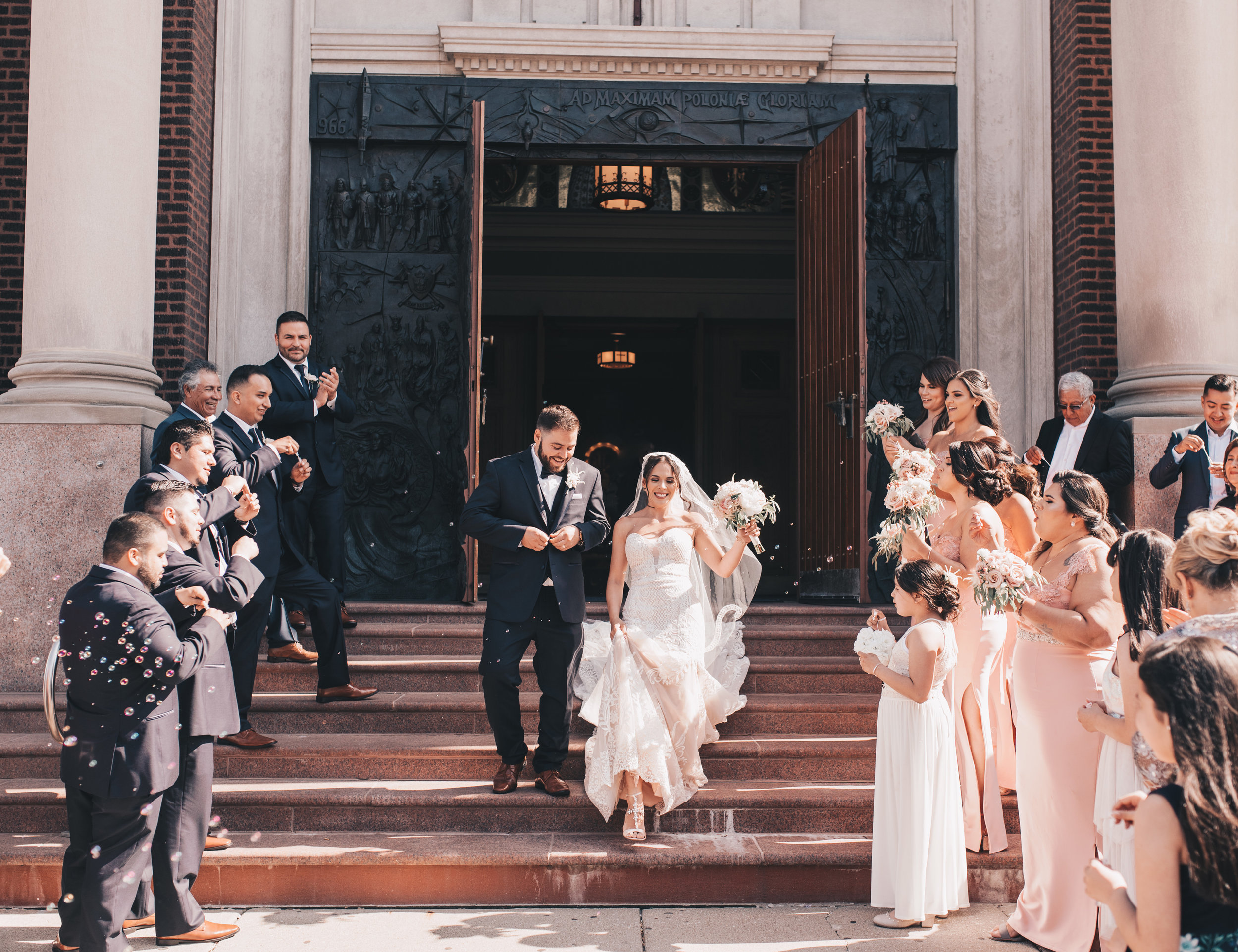 Illinois Wedding, Midwest Wedding, Chicago Wedding, Church Wedding Ceremony, Wedding Bubble Exit, Bride and Groom Photos 