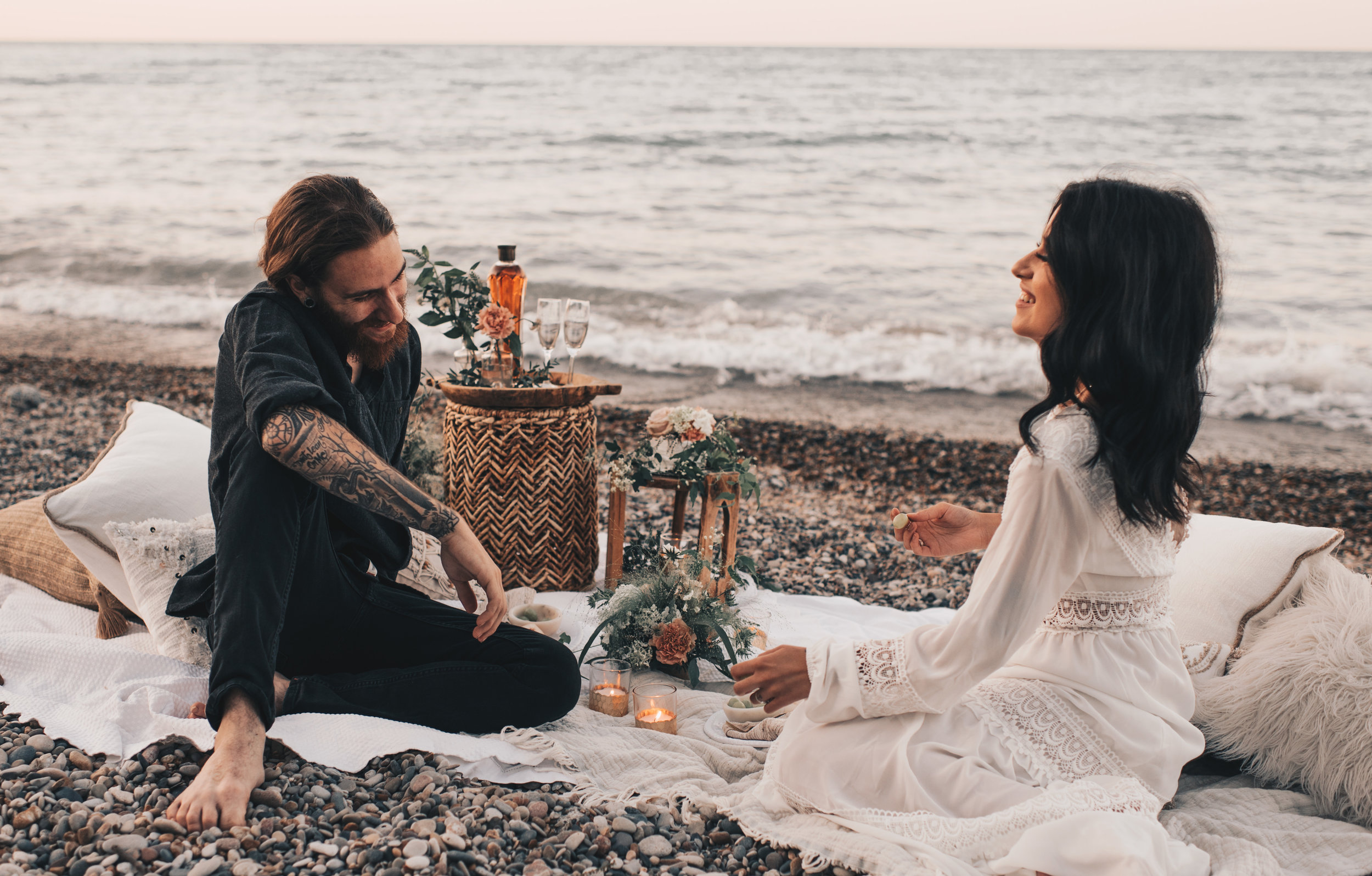 Lake Michigan Beach Session, Lake Michigan Beach Elopement, Summer Beach Elopement, Dreamy Beach Elopement, Illinois Beach Elopement, Indiana Dunes Elopement, Beach Picnic Elopement