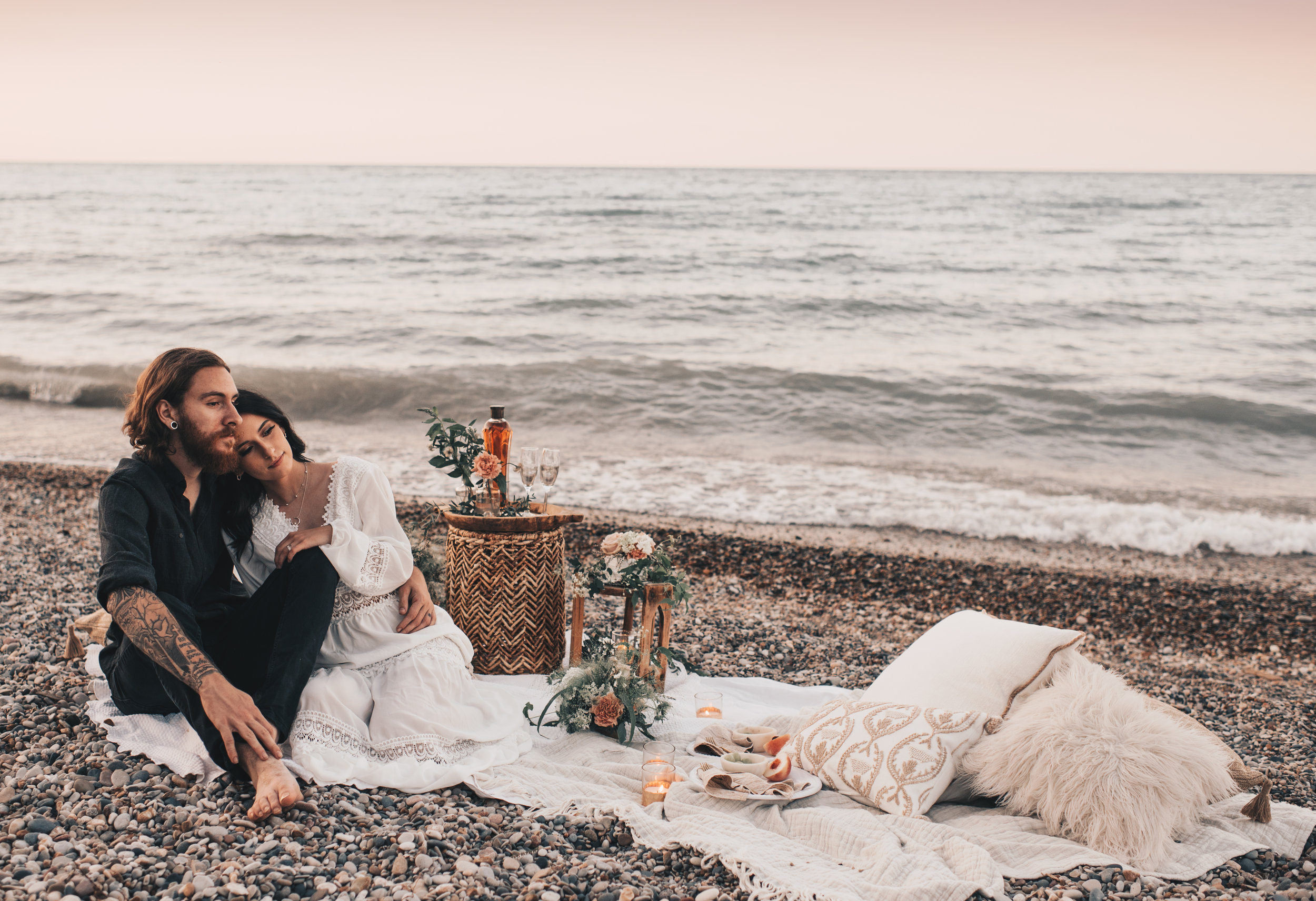 Lake Michigan Beach Session, Lake Michigan Beach Elopement, Summer Beach Elopement, Dreamy Beach Elopement, Illinois Beach Elopement, Indiana Dunes Elopement, Beach Picnic Elopement