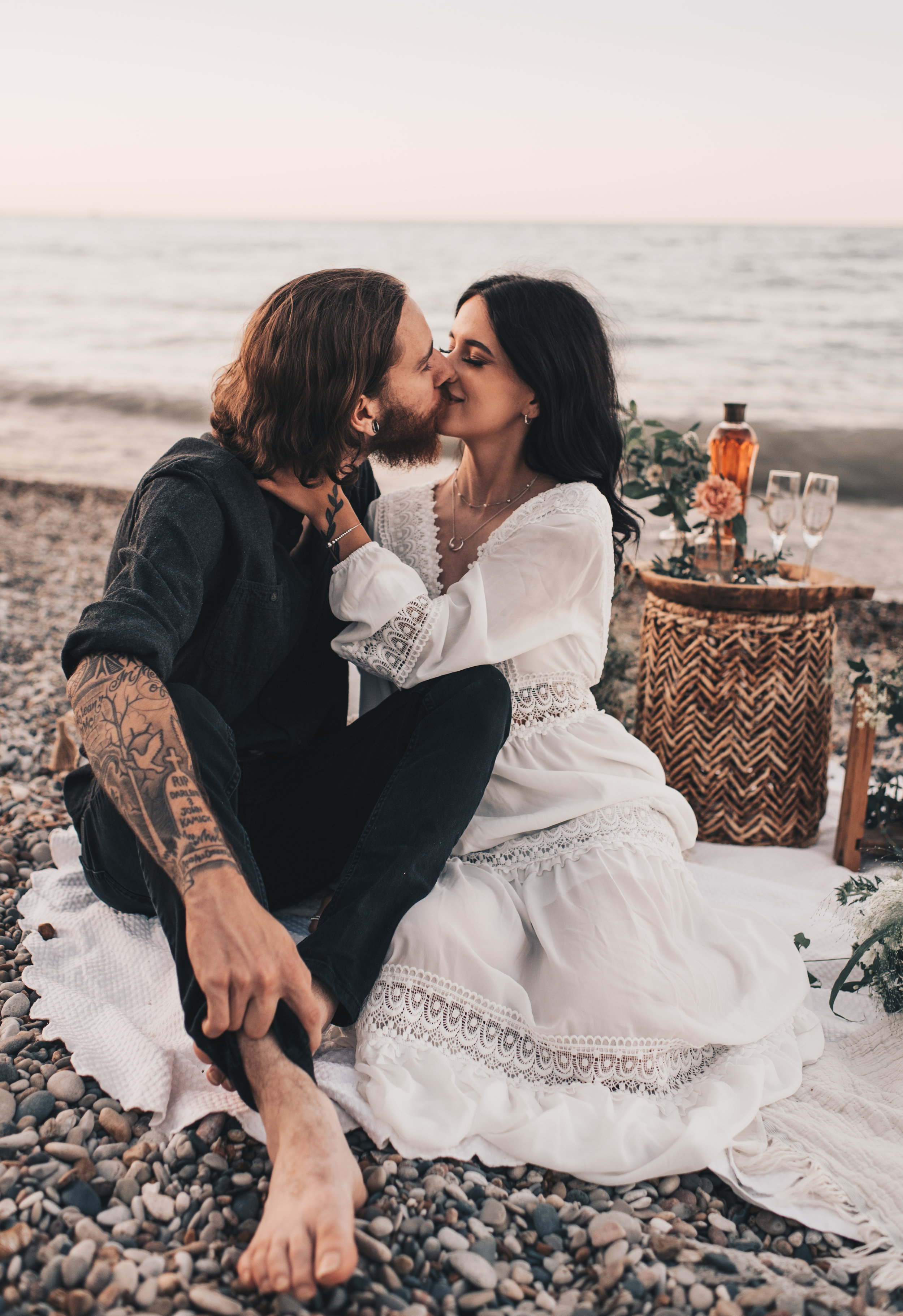 Lake Michigan Beach Session, Lake Michigan Beach Elopement, Summer Beach Elopement, Dreamy Beach Elopement, Illinois Beach Elopement, Indiana Dunes Elopement, Beach Picnic Elopement