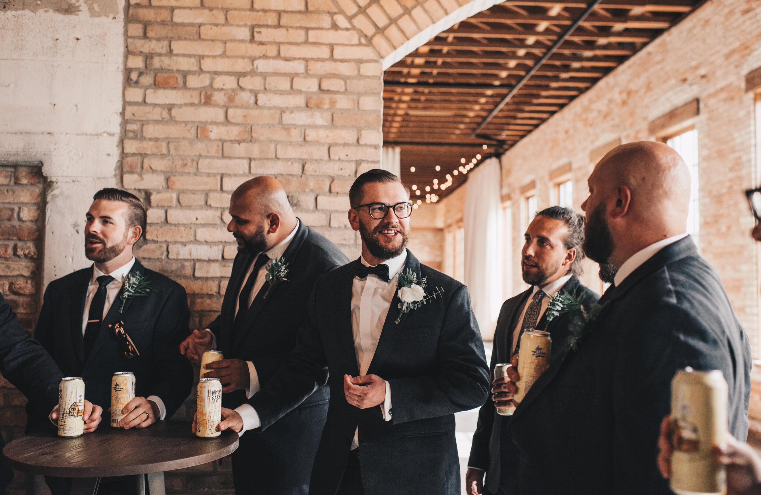 Modern Industrial Wedding, The Brix on the Fox, The BRIX, Groom Attire, Modern Midwest Wedding, Groom and Groomsmen Photos