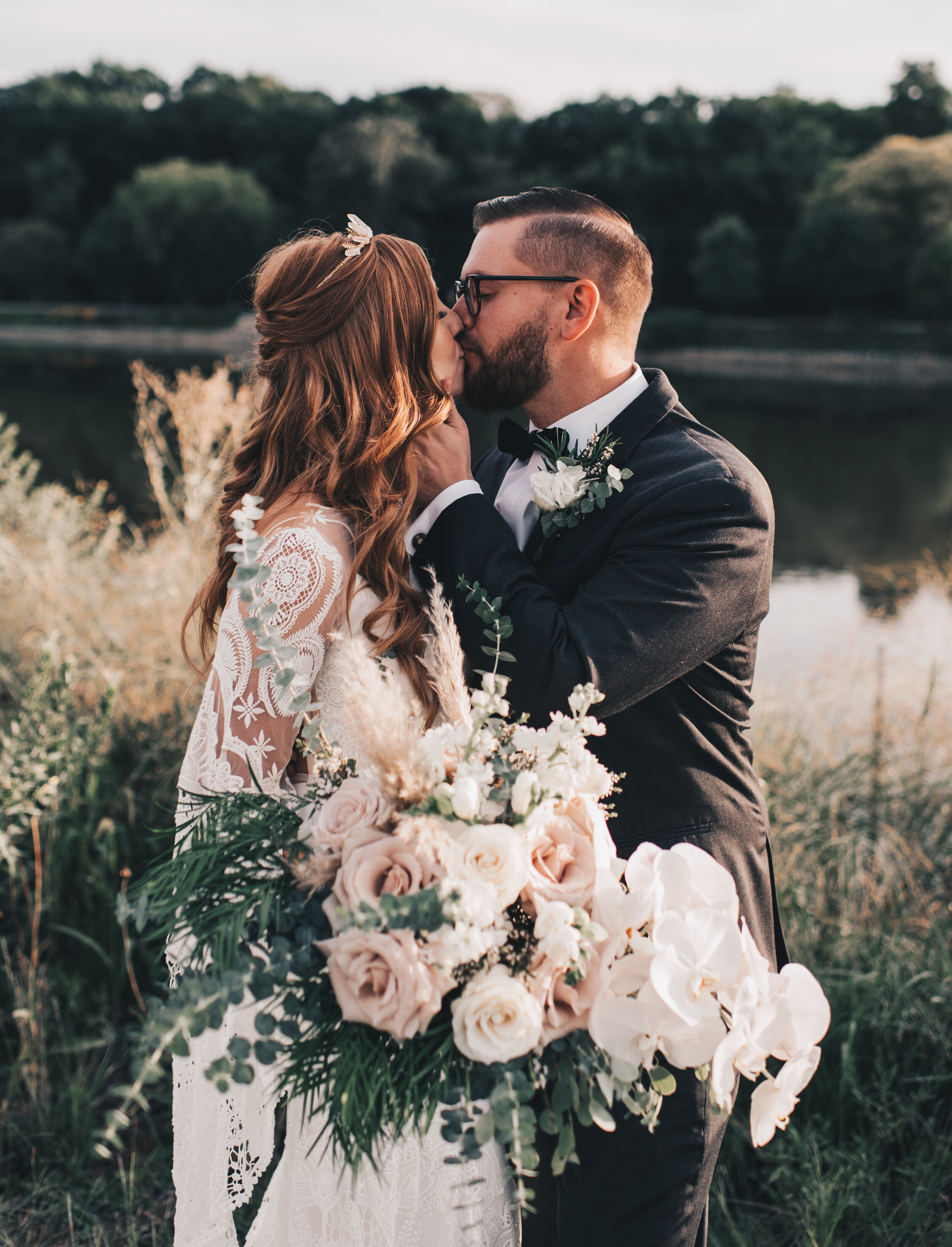 Modern Industrial Wedding, The Brix on the Fox, The BRIX, Chicago Industrial Wedding, Modern Midwest Wedding, The Brix on the Fox Wedding, The BRIX Wedding, Outdoor Boho Bride and Groom Photos