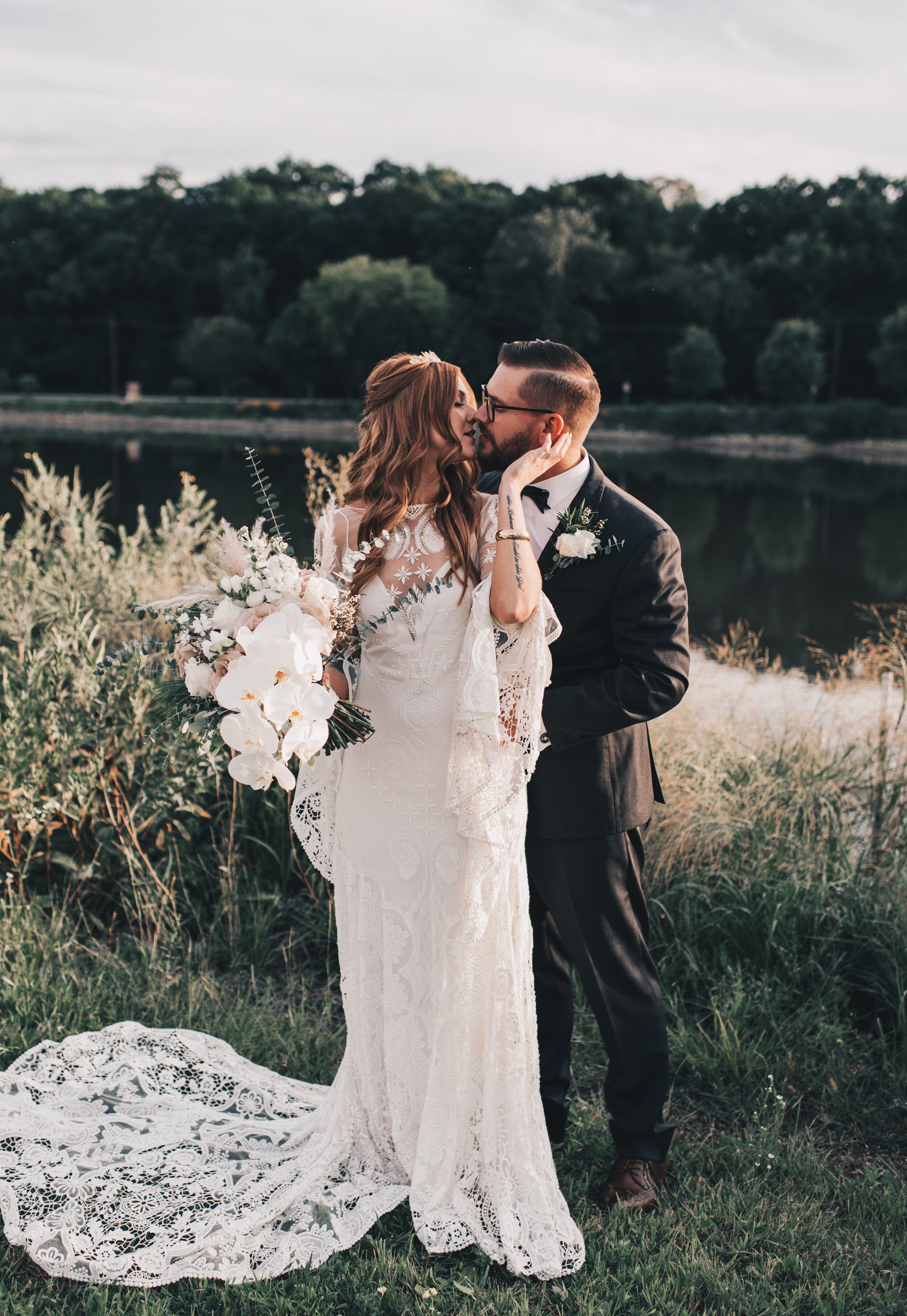 Modern Industrial Wedding, The Brix on the Fox, The BRIX, Chicago Industrial Wedding, Modern Midwest Wedding, The Brix on the Fox Wedding, The BRIX Wedding, Outdoor Boho Bride and Groom Photos