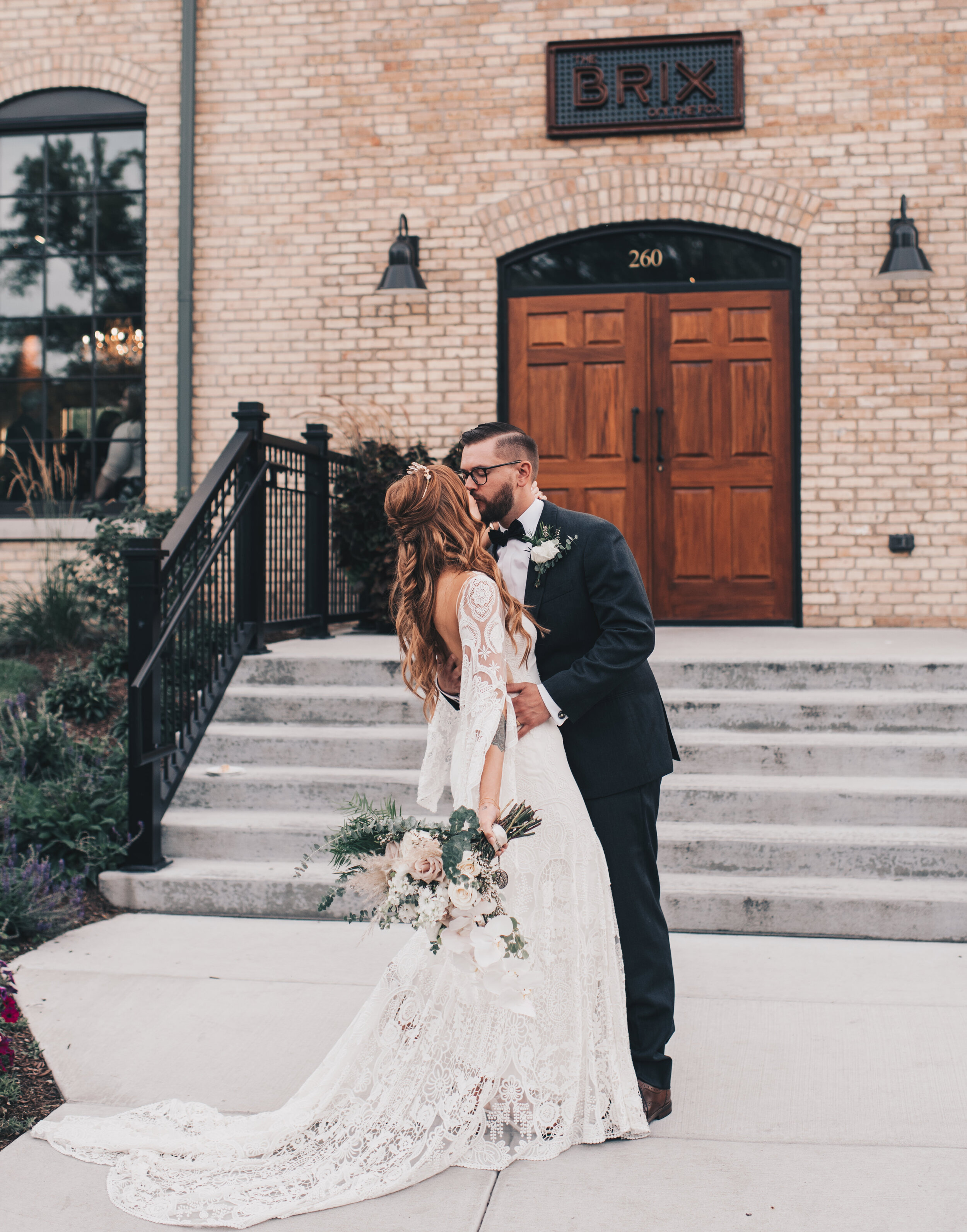 Modern Industrial Wedding, The Brix on the Fox, The BRIX, Chicago Industrial Wedding, Modern Midwest Wedding, The Brix on the Fox Wedding, The BRIX Wedding, Outdoor Boho Bride and Groom Photos